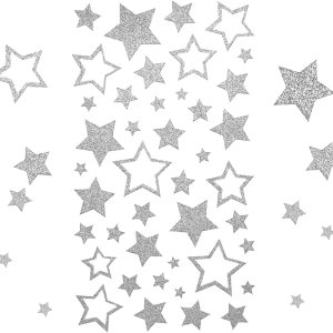 KESOTE 5 hojas de calcomanías de estrellas plateadas con purpurina, etiquetas autoadhesivas de estrellas surtidas para manualidades, decoración de KESOTE 5 hojas de calcomanías de estrellas plateadas con purpurina, etiquetas autoadhesivas de estrellas surtidas para manualidades, decoración de