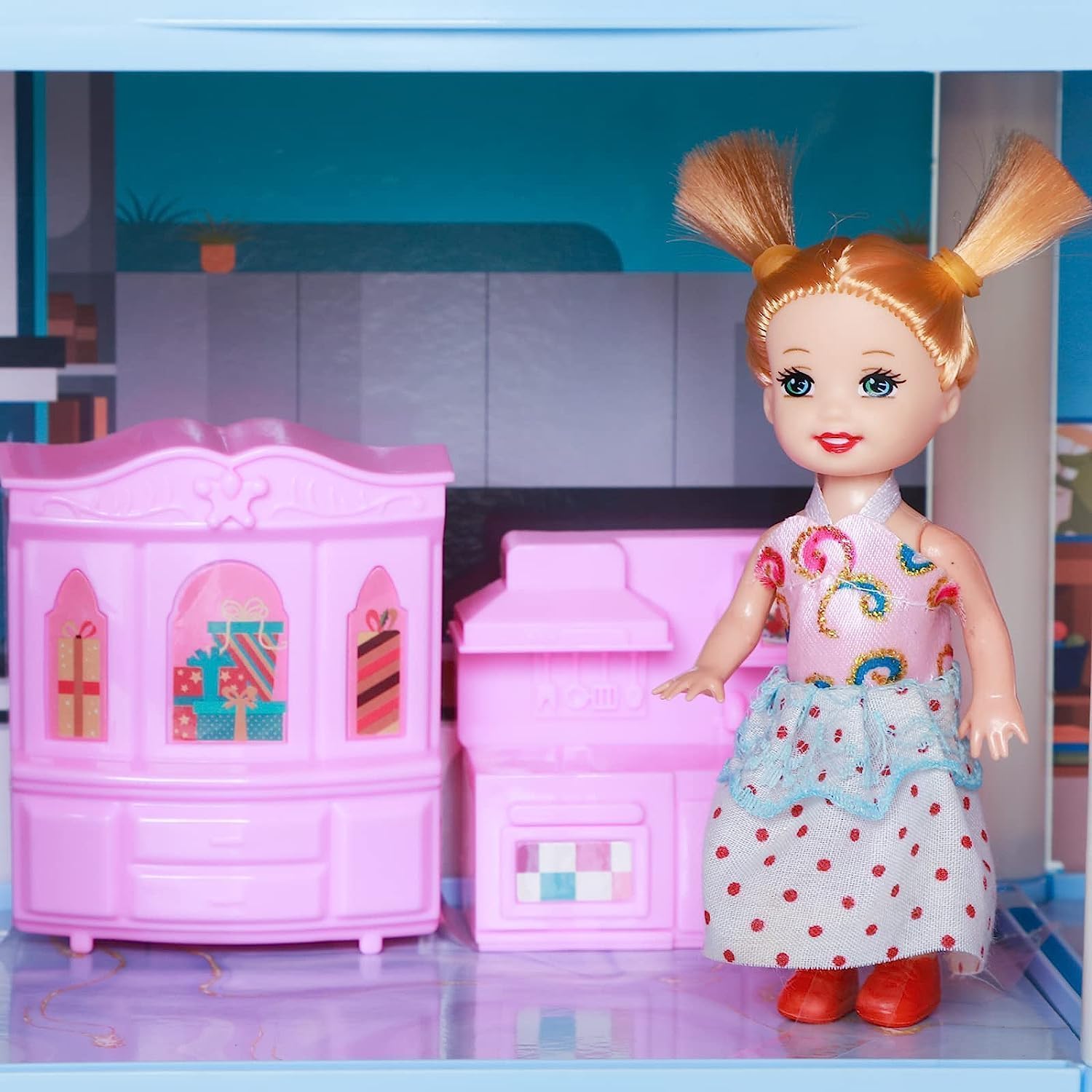 Casa de muñecas grande para niños de 3, 4, 5, 6, 7, 8, 3 pisos, 9 habitaciones, juguetes de casa de ensueño de princesa con 3 muebles para muñecas y