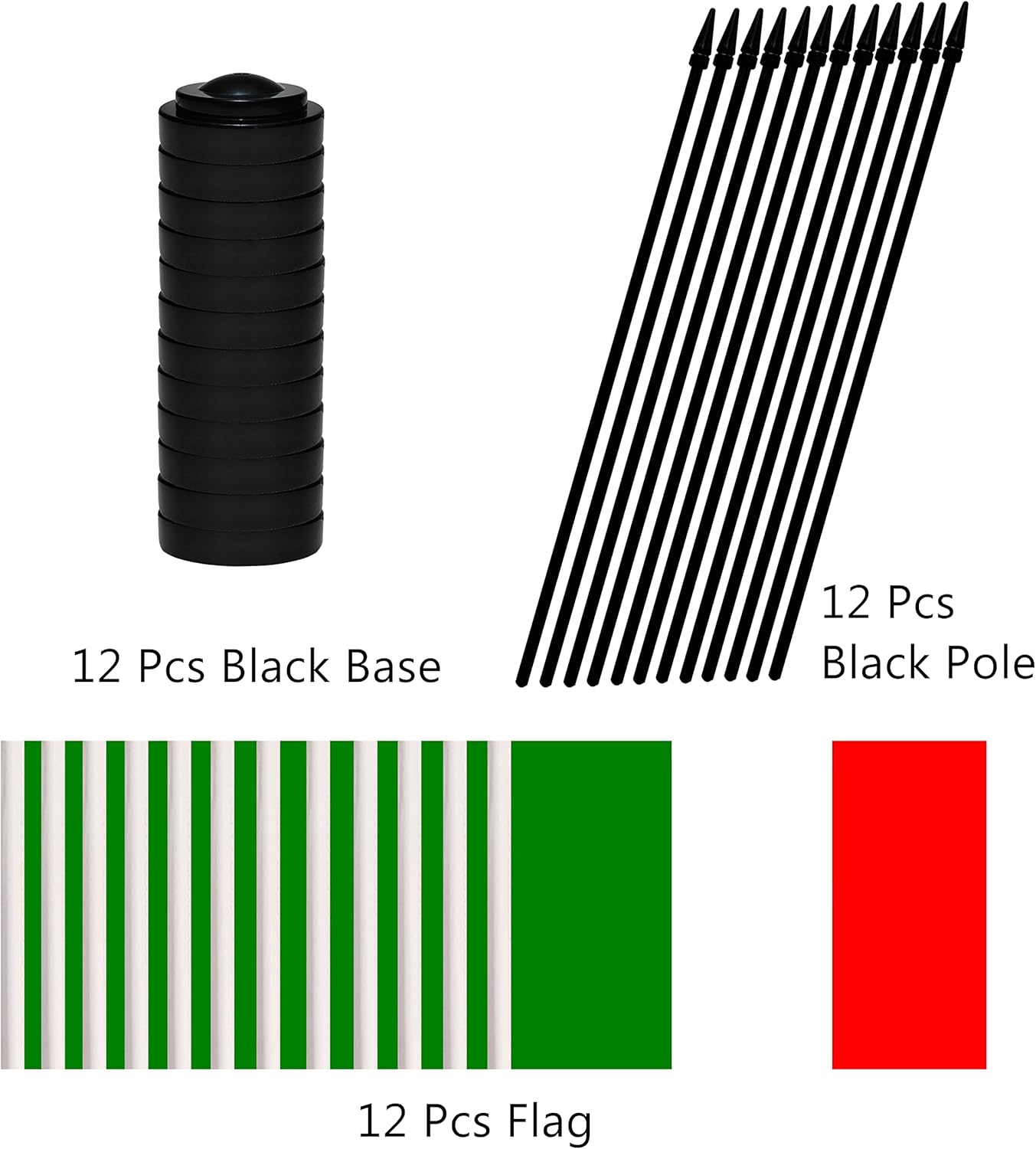 Juego de 12 banderas de escritorio de Italia, pequeñas banderas italianas de oficina con poste negro sólido de 12 pulgadas, base negra y parte
