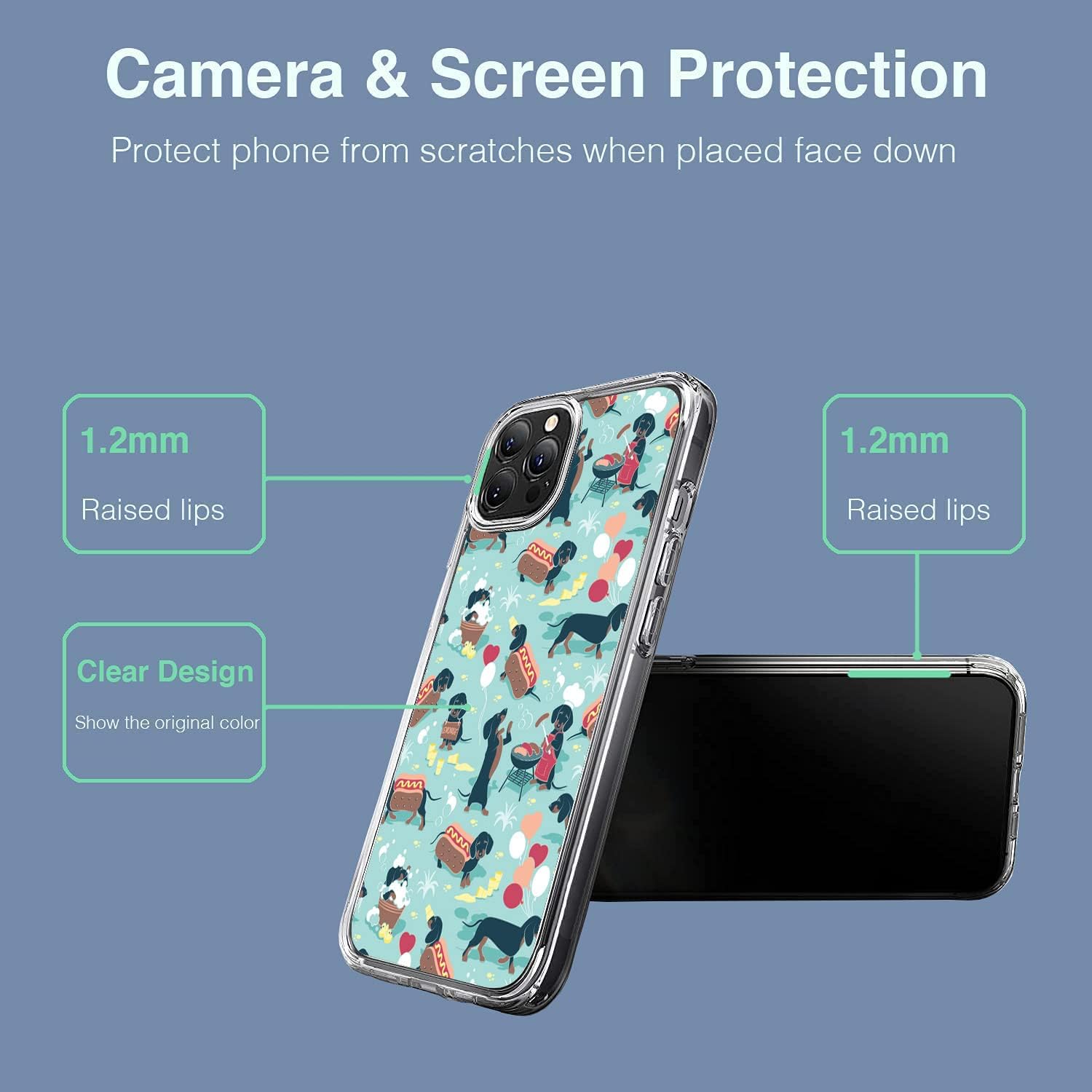 Funda compatible con iPhone 13 Pro Max, diseño de perro salchicha con diseño divertido de perro salchicha Weiner, funda para iPhone, protección