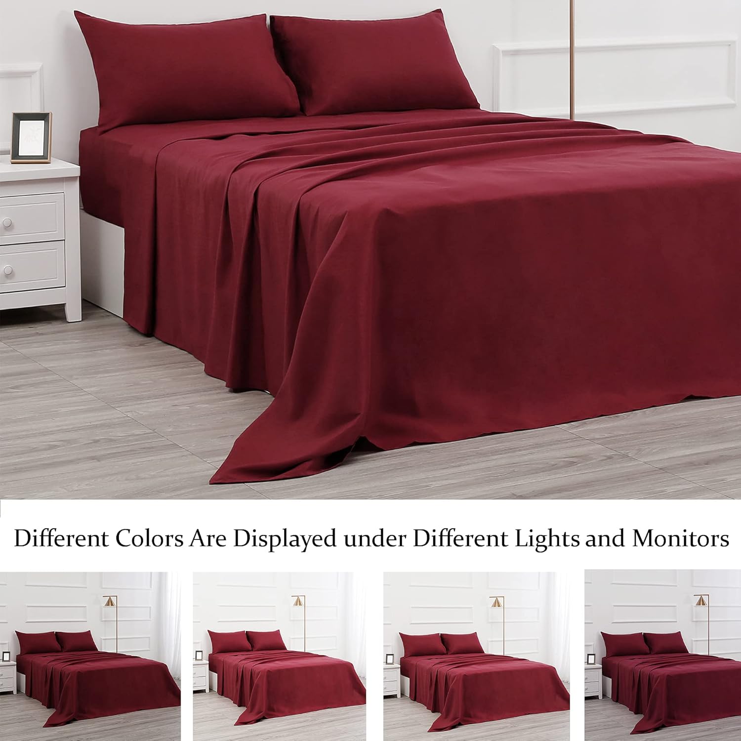 Juego de sábanas de diseño estampado clásico – Juegos de sábanas con bolsillo profundo ultra suave y transpirable., Microfibra, Burgundy, Completo