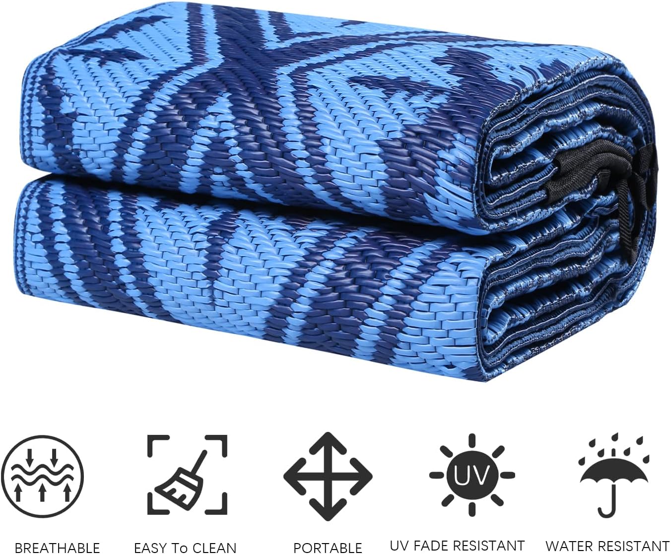 Alfombra impermeable para exteriores, 9 x 12 pies, portátil, ligera, de plástico, para patio, campamento