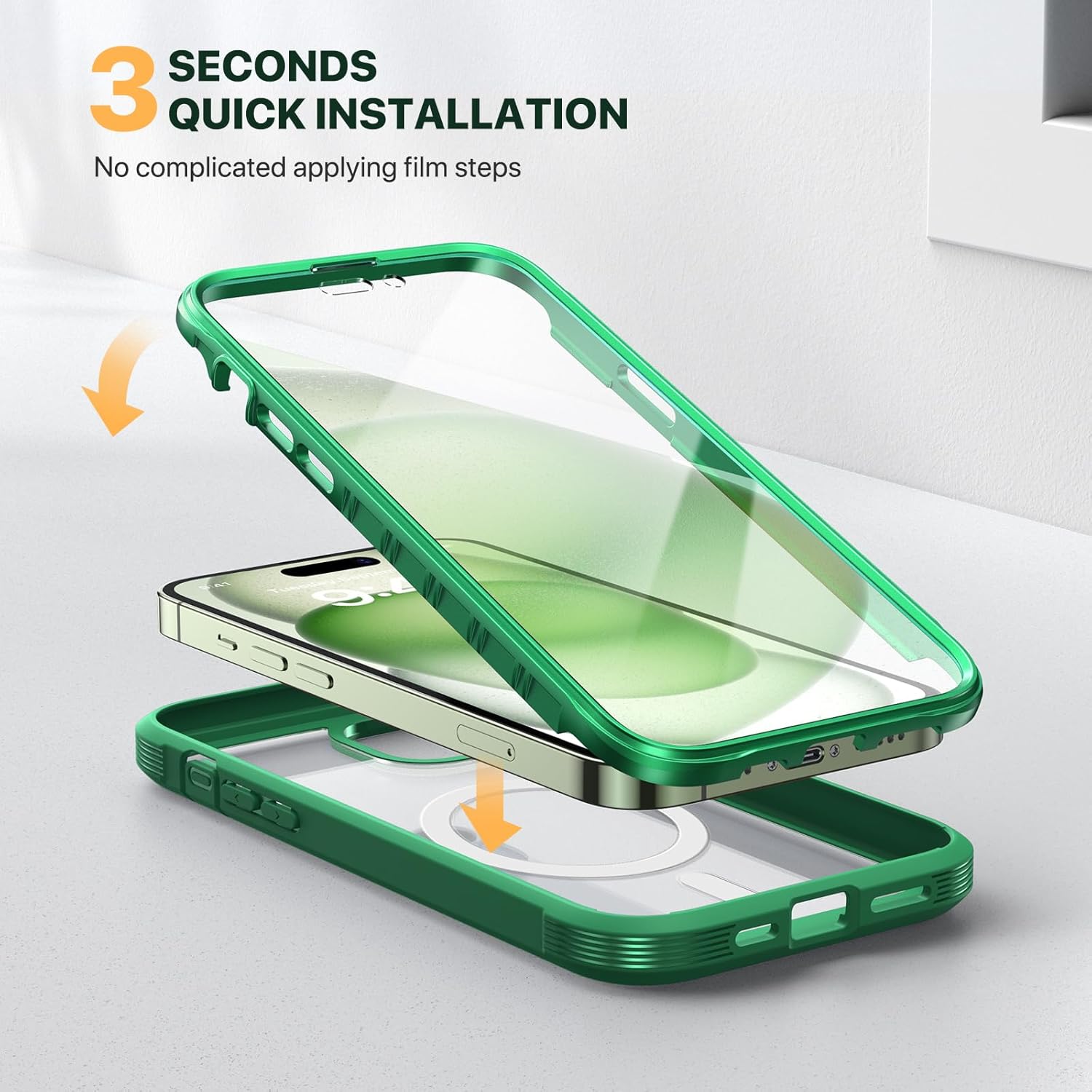 Diaclara Funda magnética diseñada para iPhone 15, compatible con MagSafe protector de pantalla integrado sensible al tacto, antiarañazos, con
