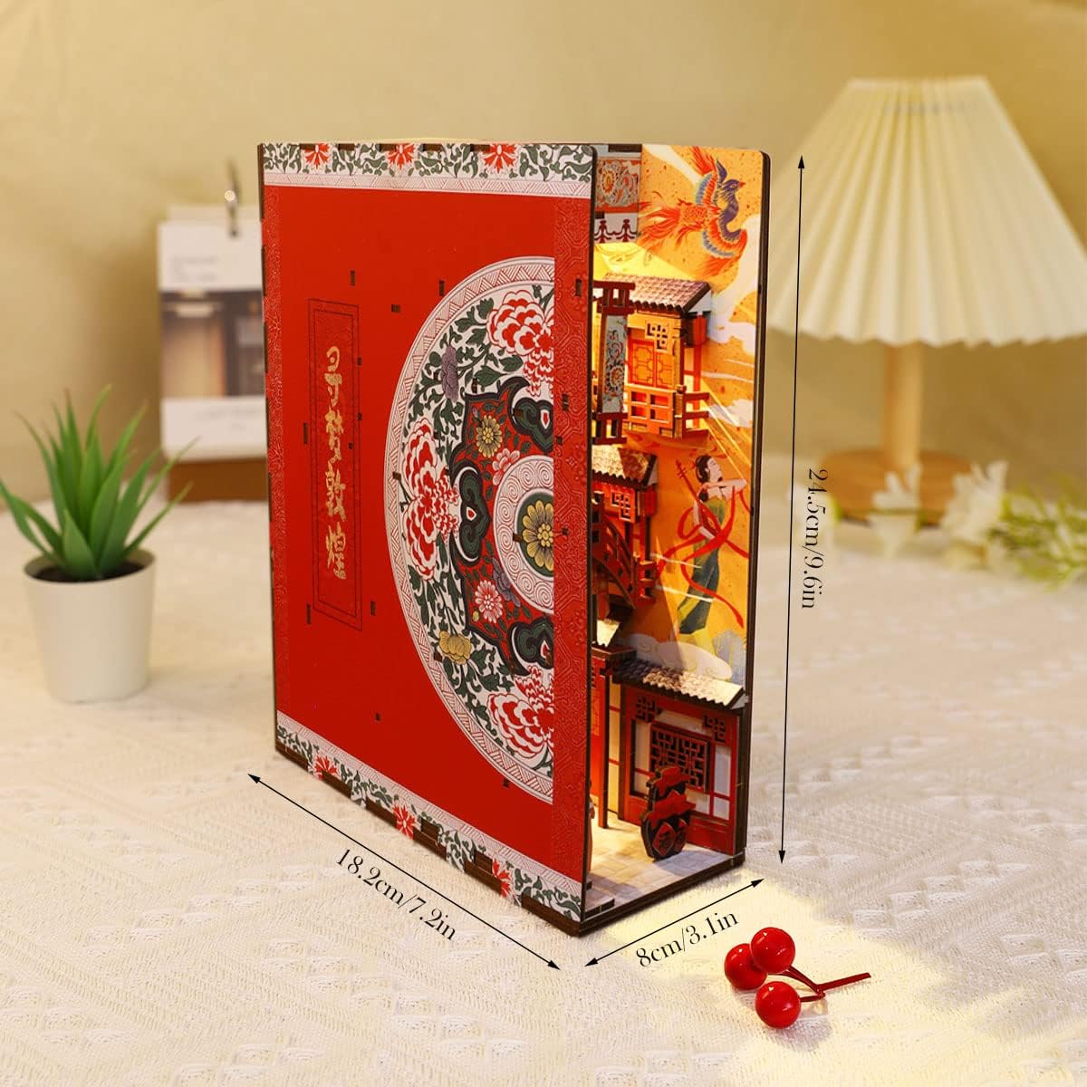Kit de bricolaje en miniatura para rincón de libros, rompecabezas de madera 3D, decoración con sensor de luz, kit de modelo de casa de muñecas,