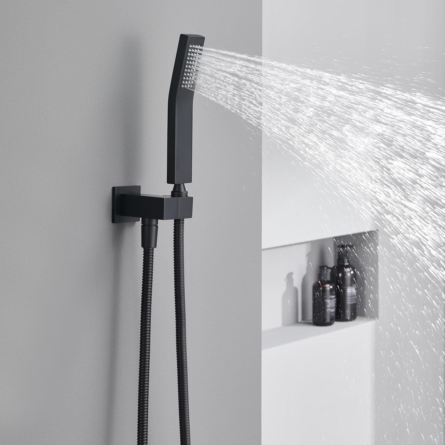 Sistema de ducha de 12 pulgadas, juego combinado de ducha de lluvia negro para montaje en techo, grifos de baño con cabezal de ducha de lluvia y