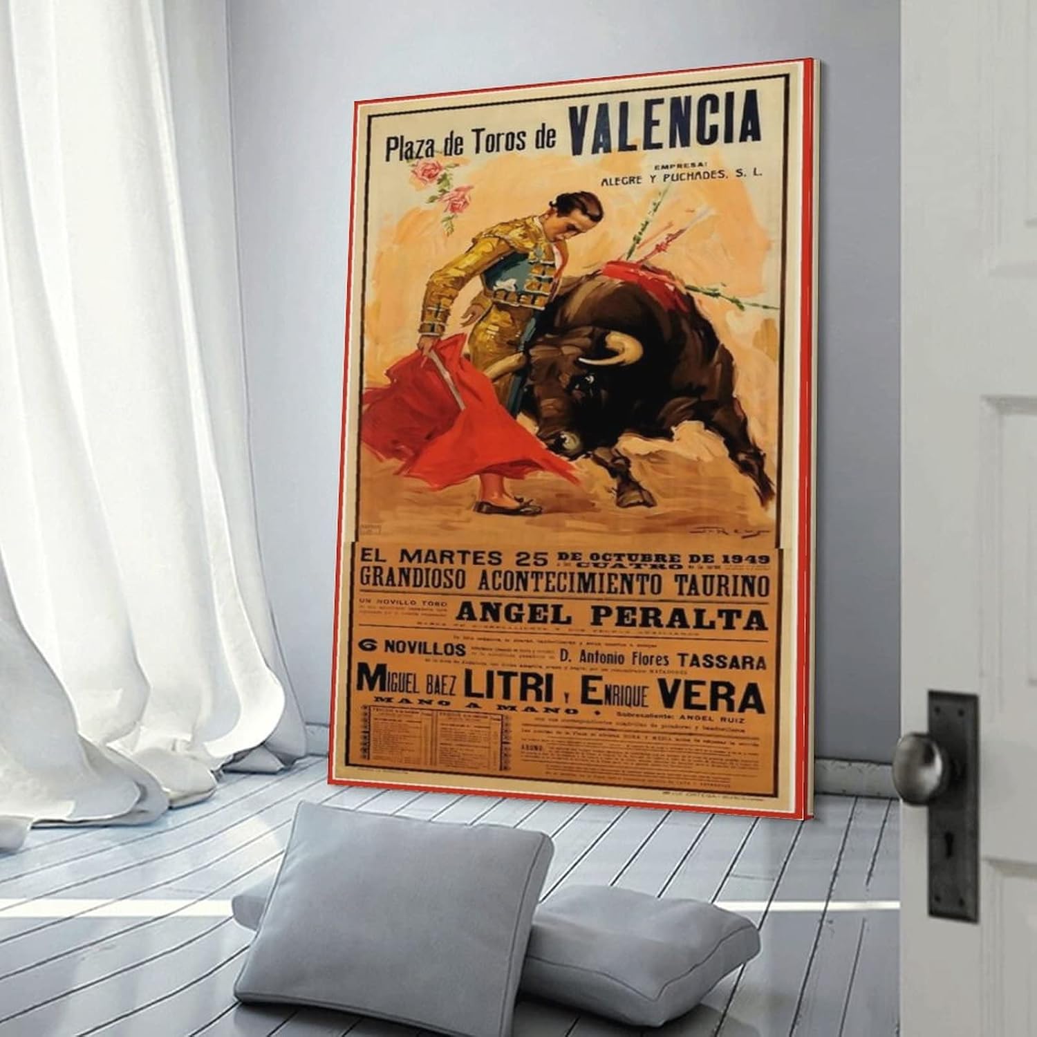 Madrid Arena – Póster retro de viaje corridas de toros, arte de rodeo (2) impresiones artísticas de pared para decoración de pared, decoración de