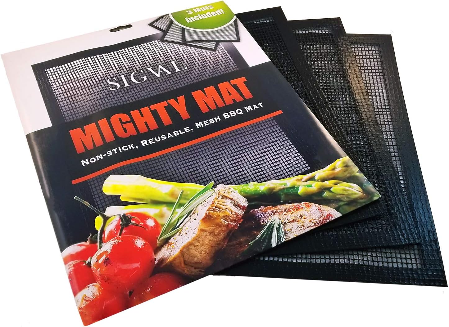 SIGVAL Mighty Mat – Juego de 3 alfombrillas de malla para ahumador antiadherentes reforzadas, juego de 3, tapete para hornear y tapete de barbacoa