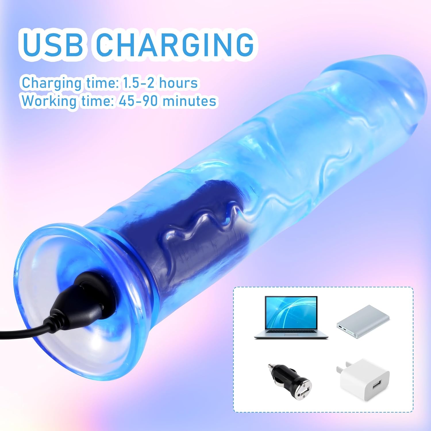 Consolador vibrador realista, consoladores vibradores pequeños de punto G de 7 pulgadas con ventosa para mujeres, hombres, azul