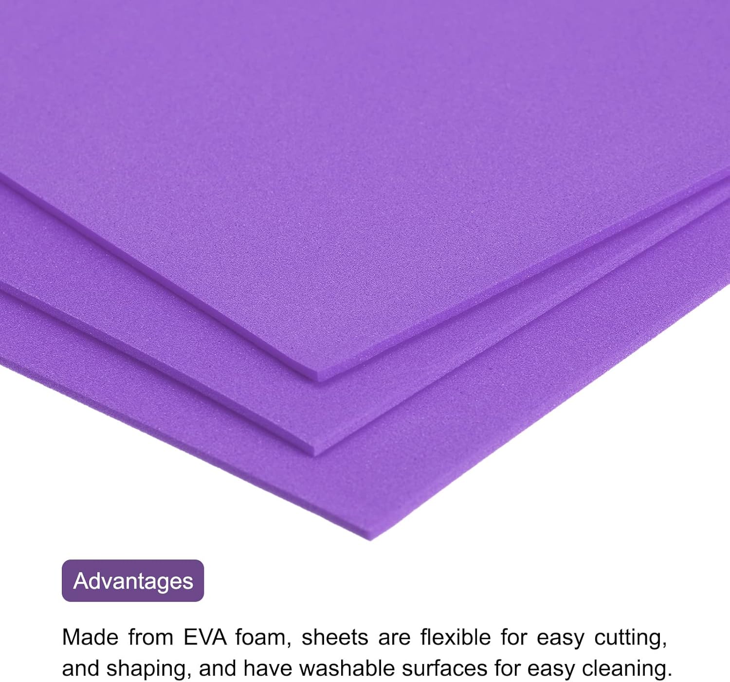 uxcell Hojas de espuma EVA moradas, 12 x 9 pulgadas, 0.079 in de grosor para manualidades, paquete de 12