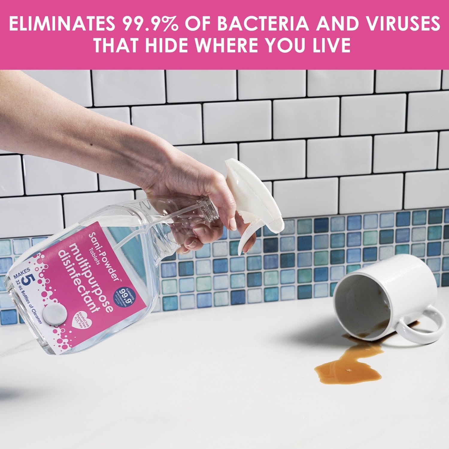 HOCL Tabletas de ácido hipocloroso, desinfectante + desinfectante diario, elimina el 99.9% de bacterias y virus, sin alcohol, elimina olores,