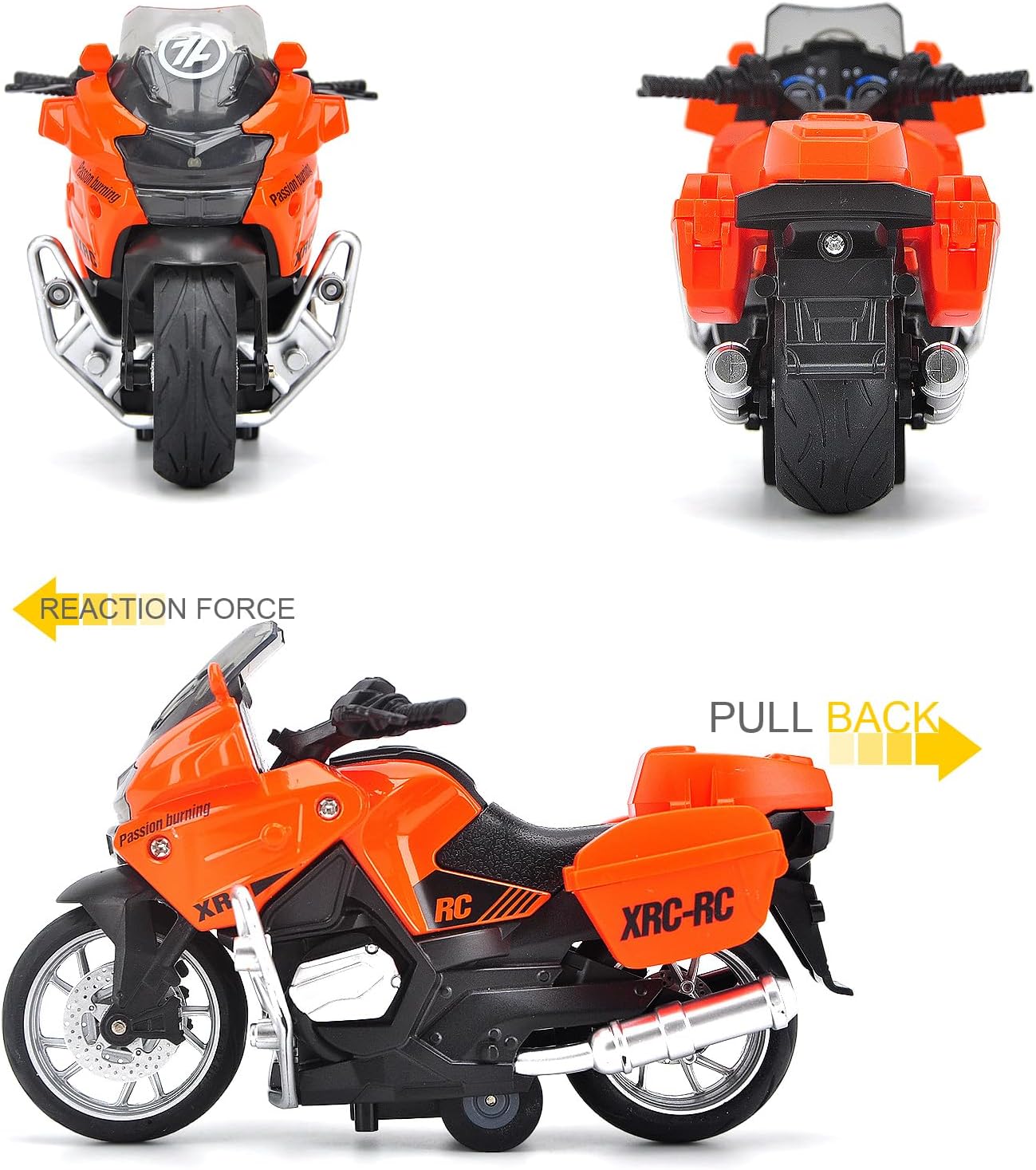 ACROFEK Juguetes de motocicleta de aleación con sonido y luz, juguetes de motocicleta fundidos a presión para niños de 3 a 5 años, gran motocicleta