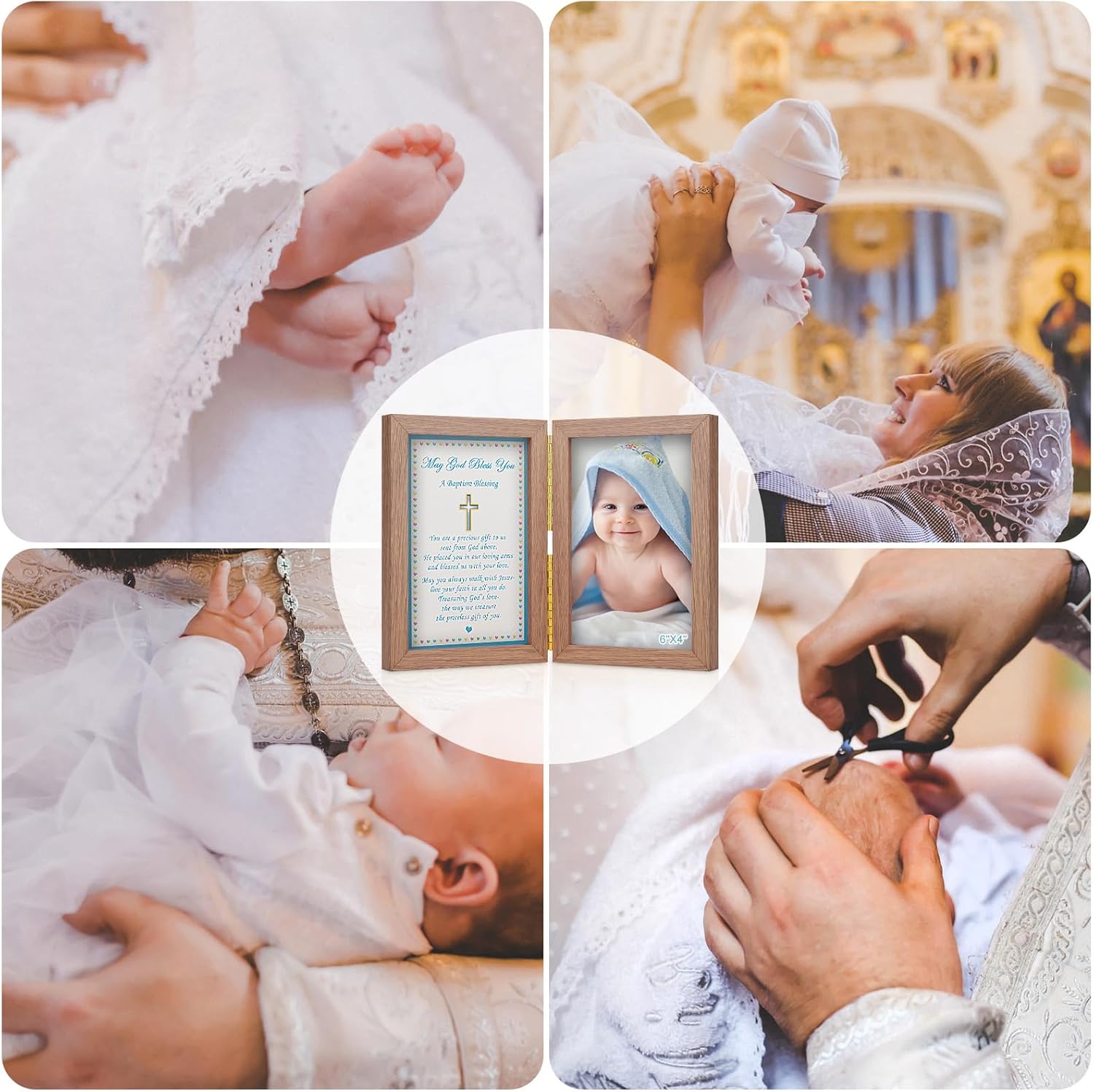 Marco de fotos de bautismo para bebés, marco de fotos de bautismo para niños, marco de recuerdo de bautizo, regalos de bautismo de bebé, capacidad