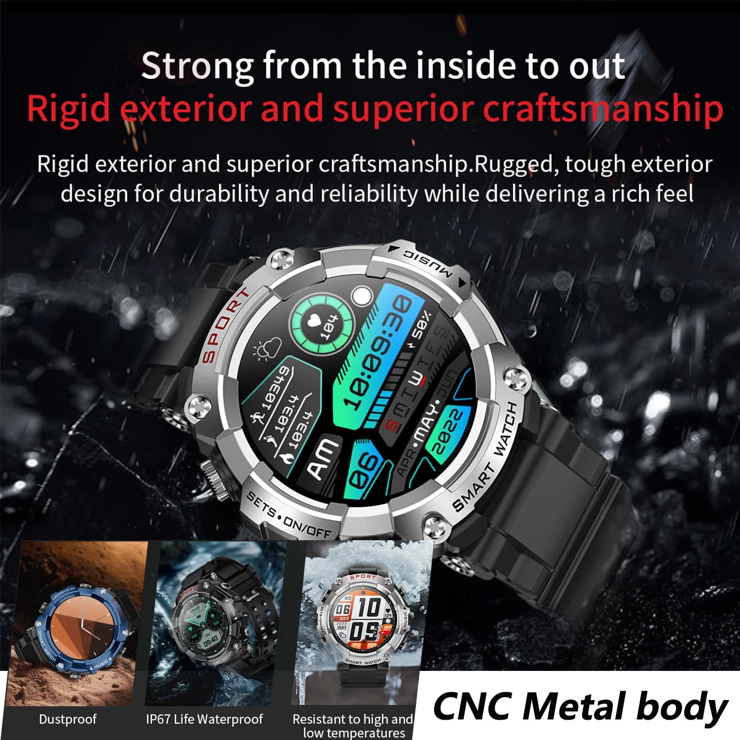 YPSDOOWKJ Reloj inteligente con auriculares, pantalla redonda táctil completa de 1.52 pulgadas, rastreador de fitness, auriculares dentro del reloj