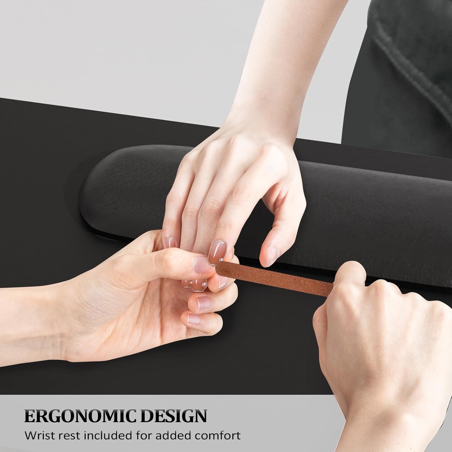 Mesa de manicura con 3 cajones y cojín para reposamuñecas para tecnología de uñas, salón de belleza, spa, hogar, estación de trabajo de técnico de