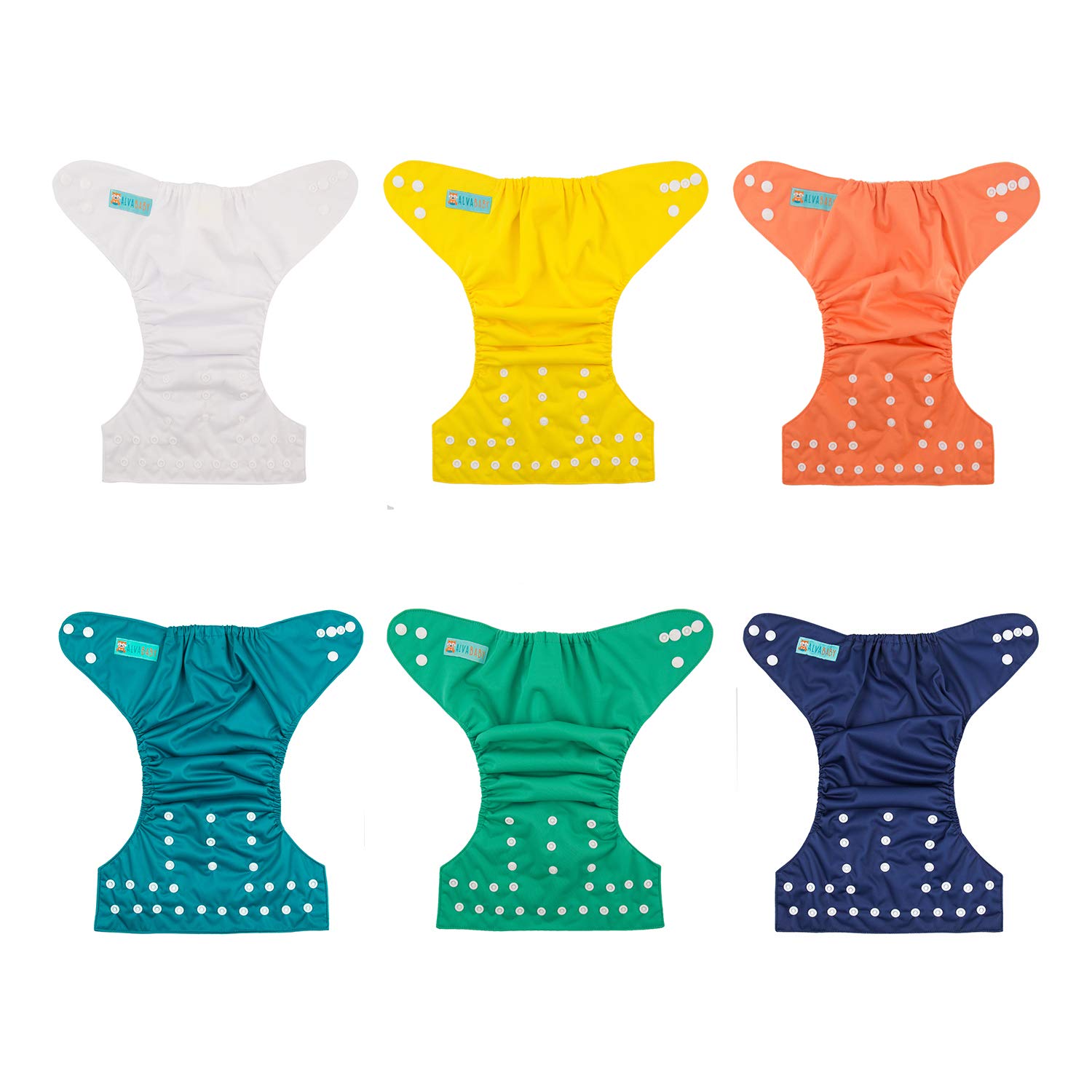 Pañales Alvababy de tela, talla única, lavables, reutilizables, paquete de 6 y 12 insertos, para bebé y niño, talla única , 6BM102, 1