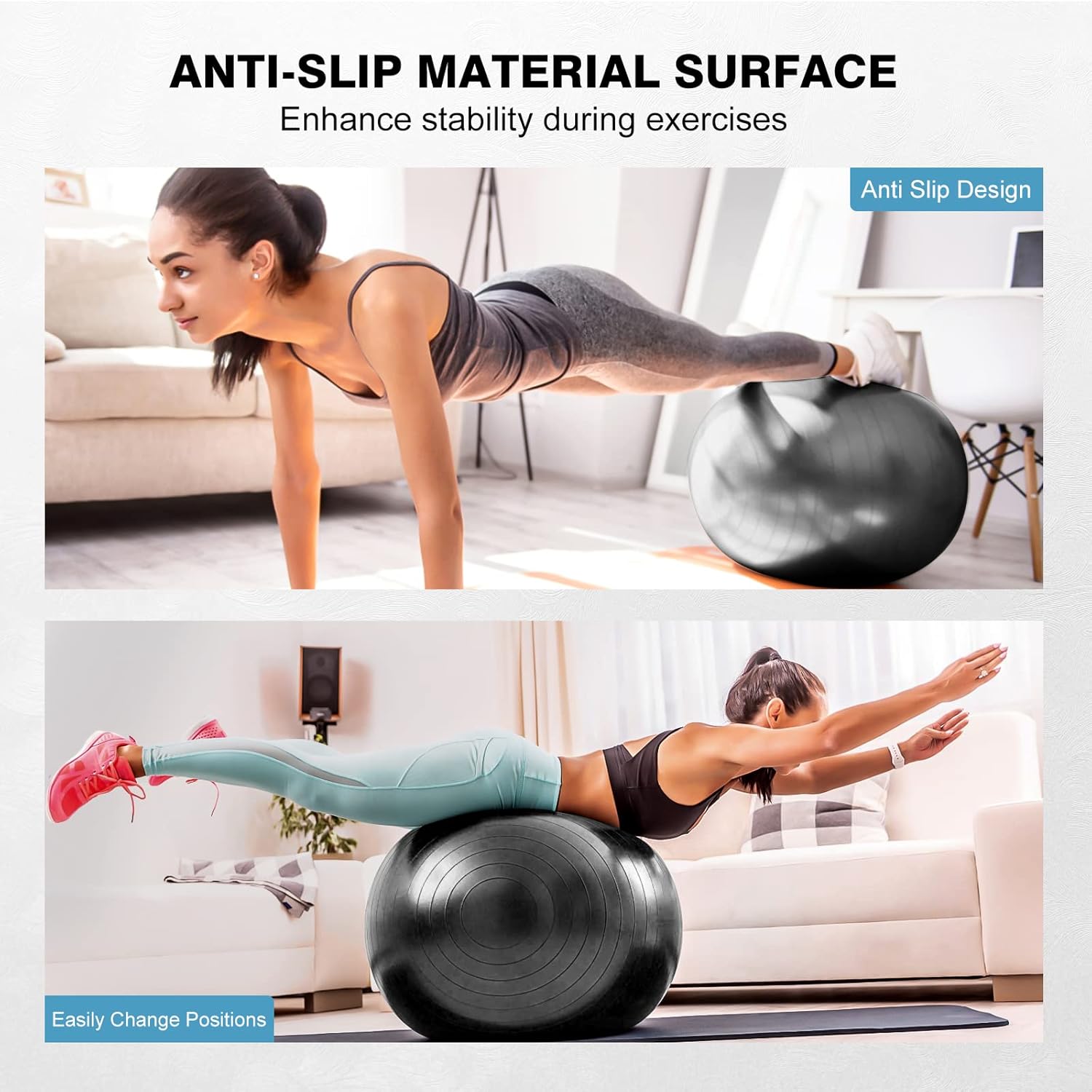 Pelota de yoga, pelota de pilates gruesa antideslizante para embarazo, parto, entrenamiento y entrenamiento básico, pelota de fitness antiestallidos