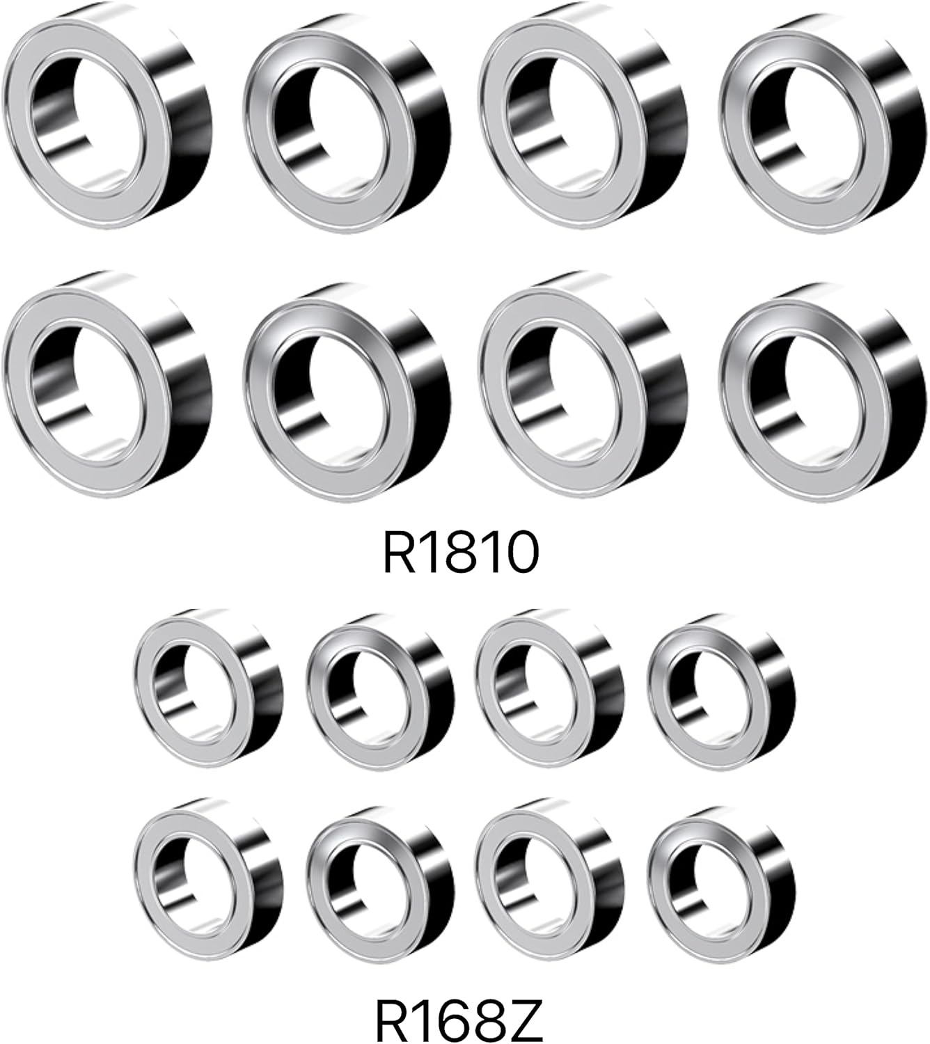 Jetwood Juego de rodamientos de bolas de coche RC (R1810 y R168Z), piezas de repuesto para camión RC, coche de control remoto