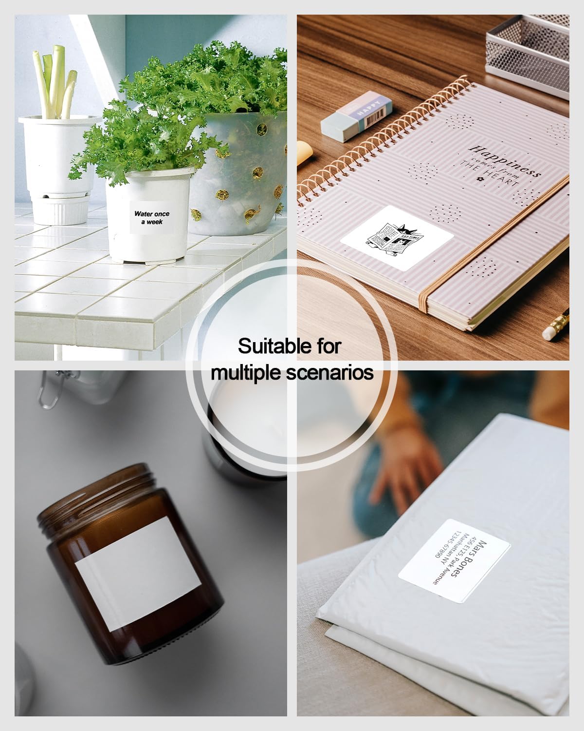 Phomemo 9 rollos de etiquetas, juego de papel térmico de etiquetas directas, etiquetas autoadhesivas fuertes de 1.96 x 1.18 pulgadas, etiquetas para