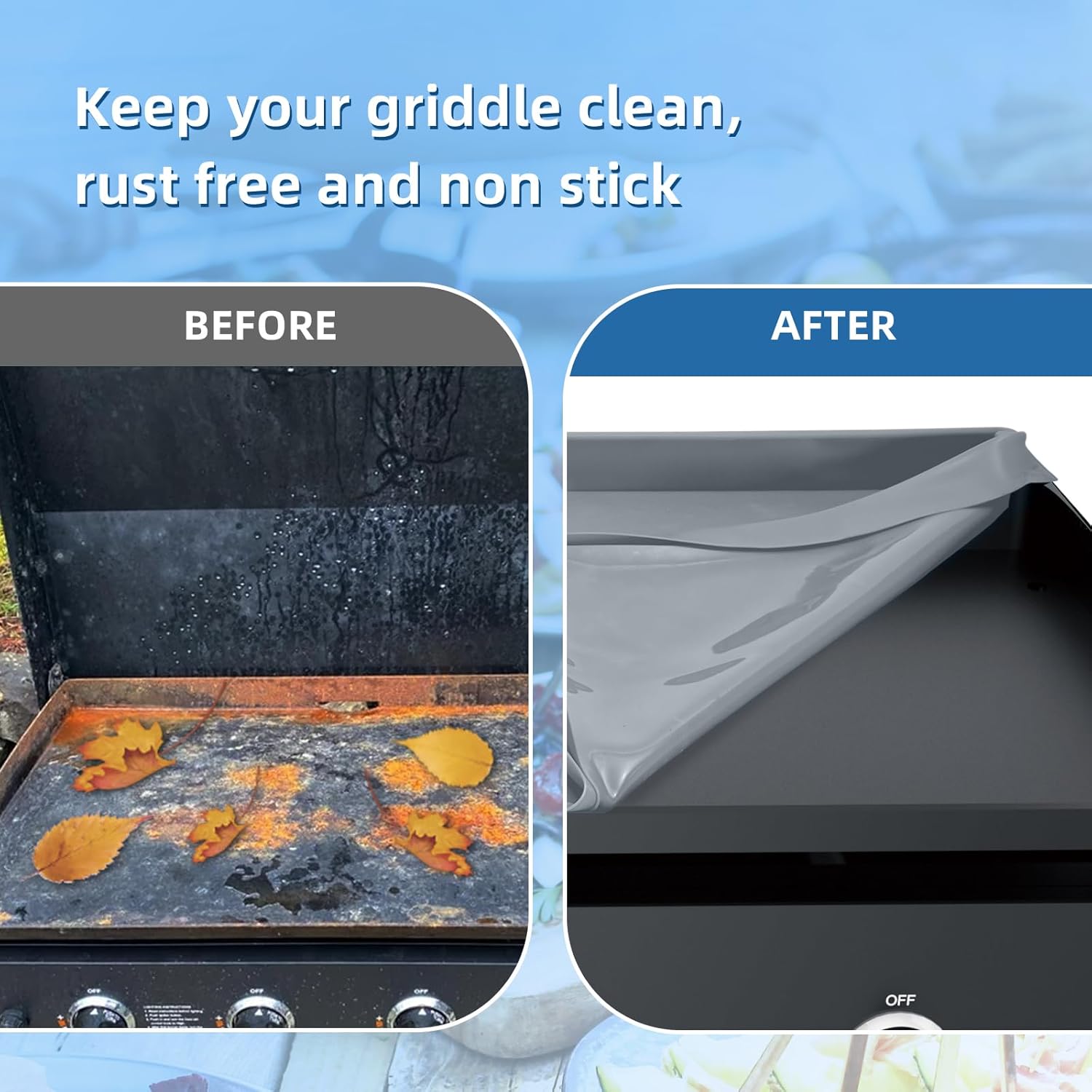 Alfombrilla de silicona para plancha de mesa Blackstone de 28 pulgadas, cubierta de parrilla de cobertura completa mejorada, cubierta de plancha de