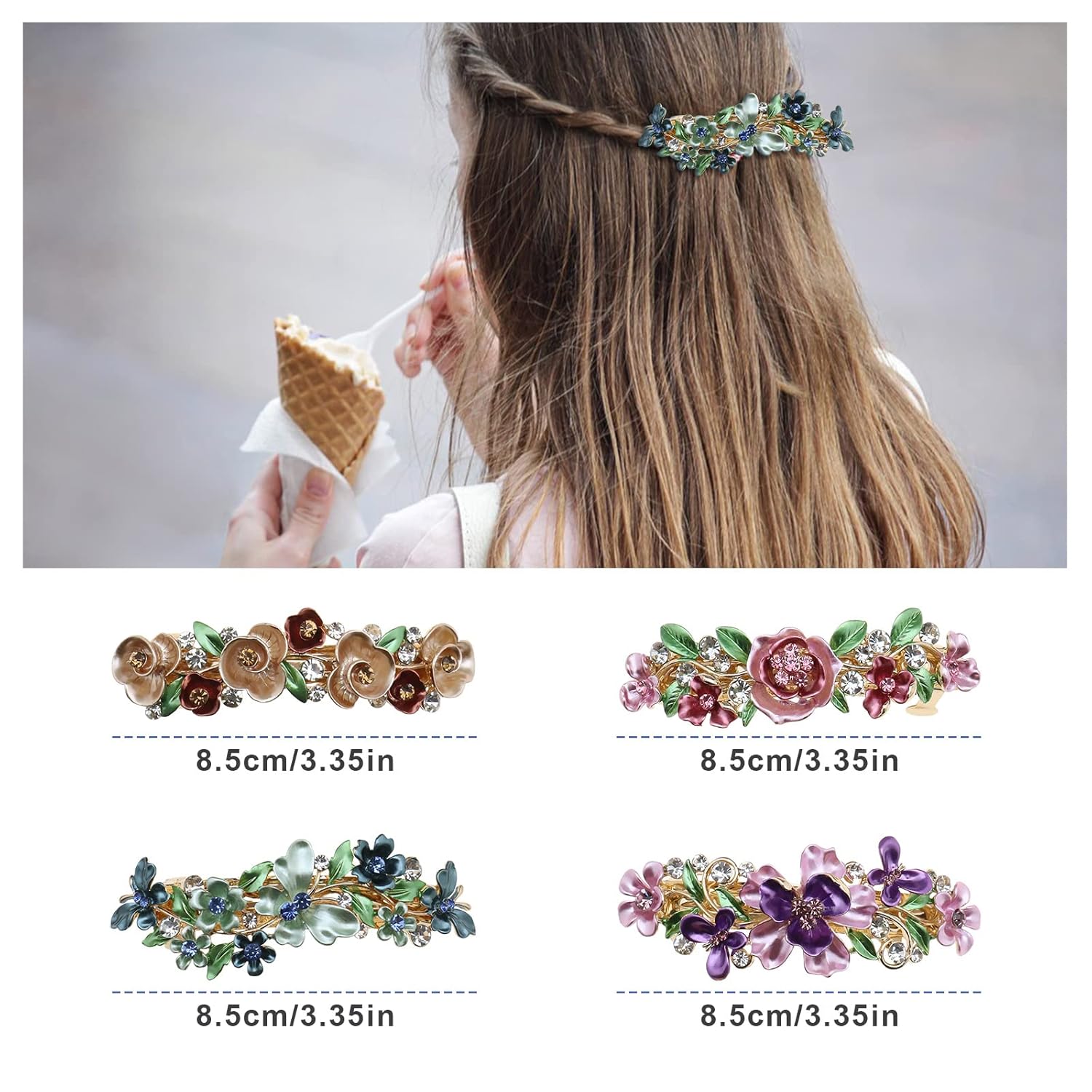 SING F LTD 4 pasadores franceses elegantes con diseño de flores de metal para decoración de cabello, broches para el cabello, pasadores para el