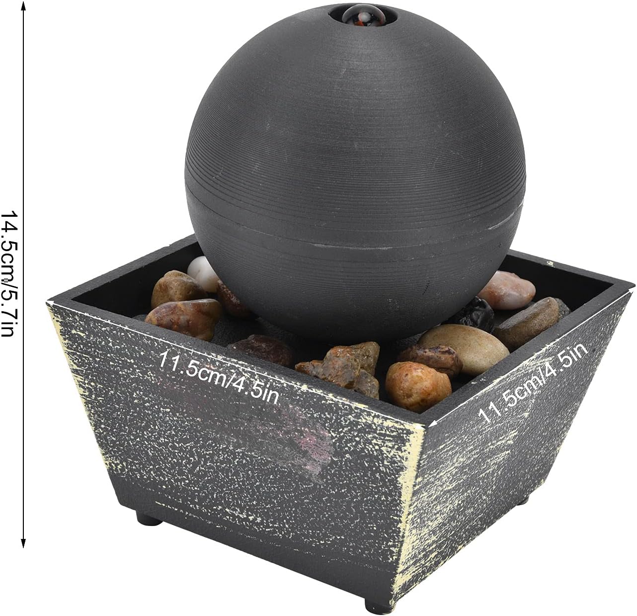 Fuente de agua esférica que fluye decoración USB fuente de bola de mesa interior con luz LED y piedra fuente de escritorio mediación fuentes de