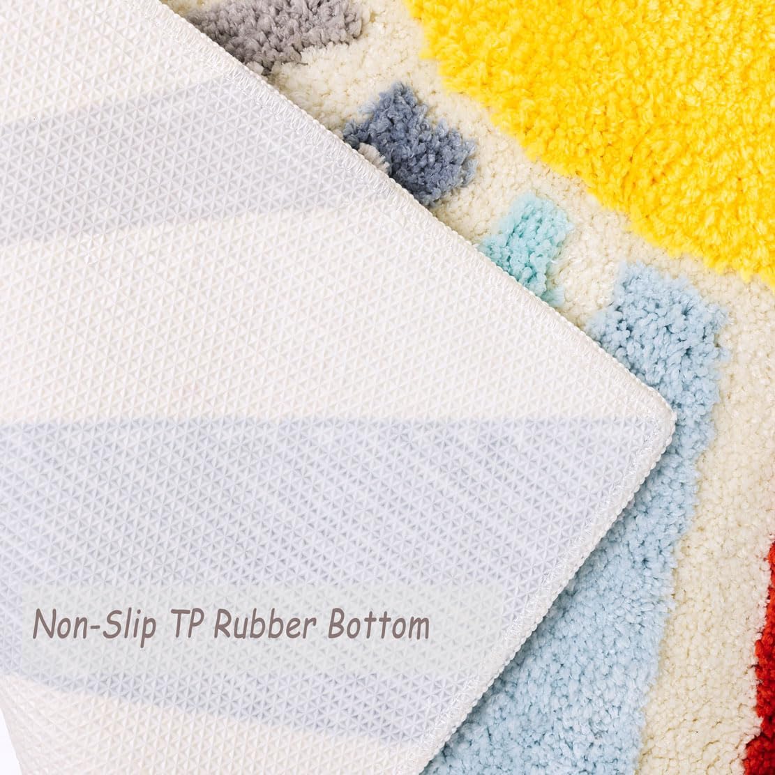 Urtlmaji Alfombra de baño retro para el sol, divertida, bonita, bohemia, antideslizante, de microfibra de felpa, para niños pequeños, minimalista,