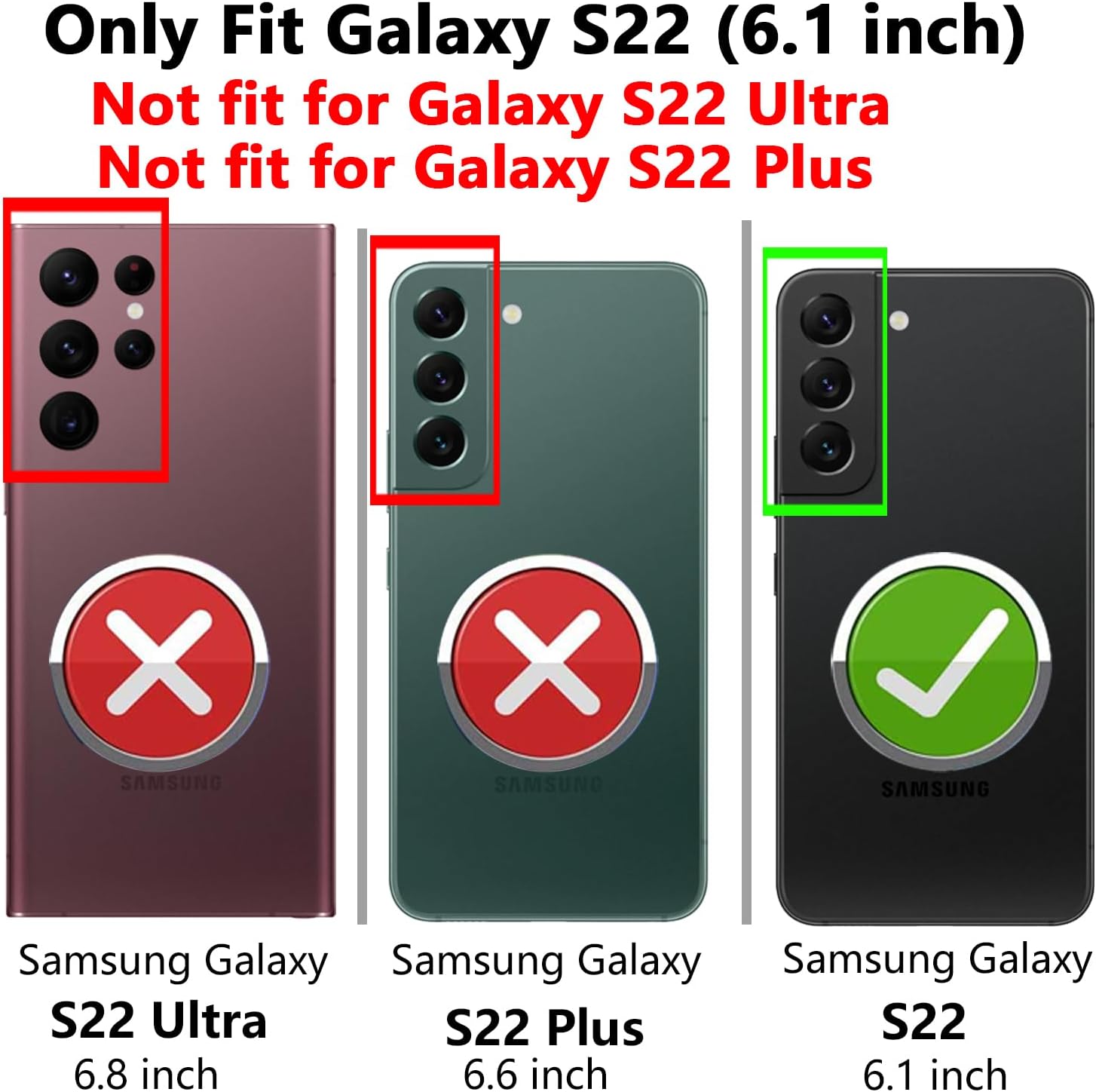Funda para Samsung Galaxy S22, con cubierta para lente de cámara, protector de pantalla HD, grado militar anillo de montaje en coche con soporte