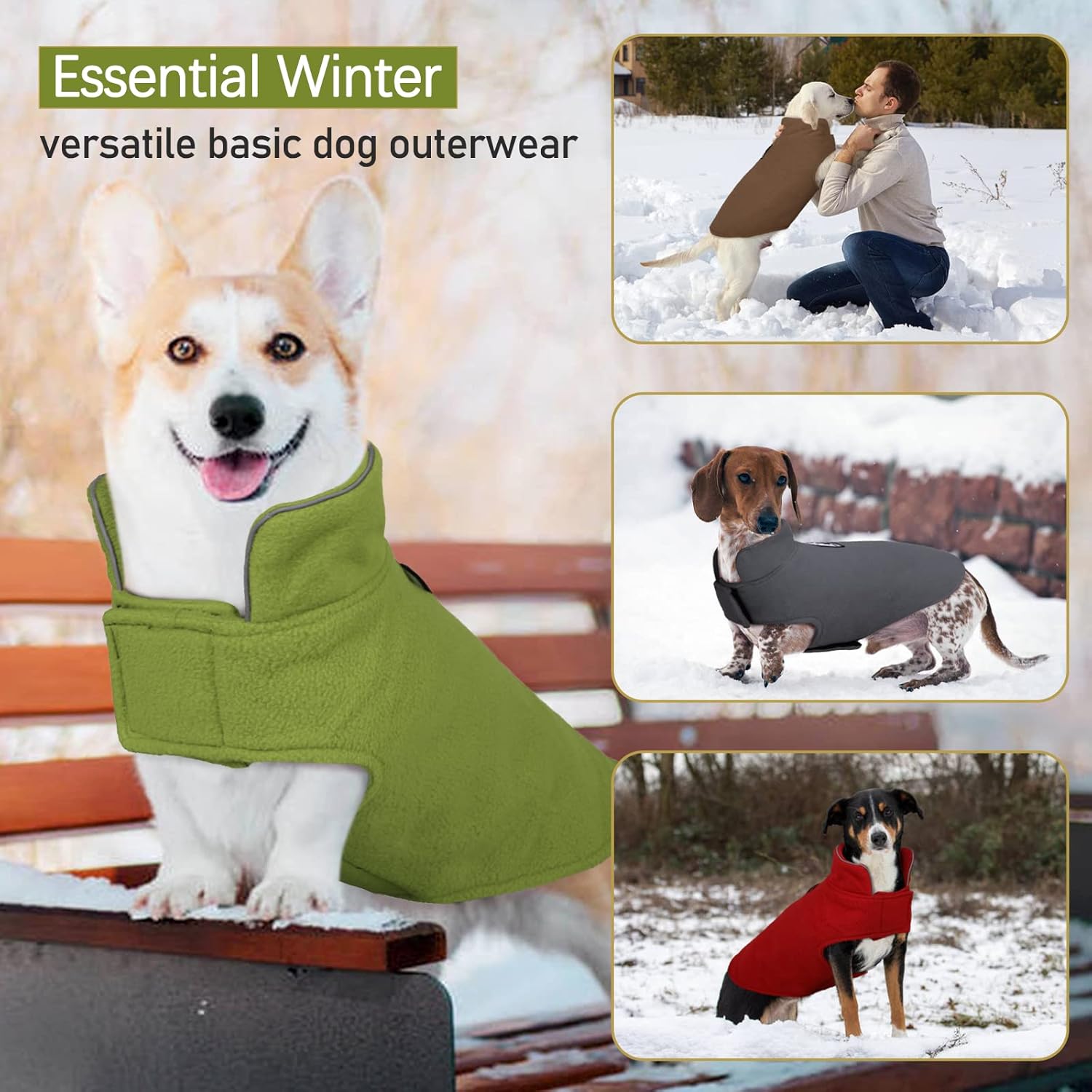 DENTRUN – Abrigo de forro polar para perros en invierno resistente al viento chaqueta reflectante para mascota chaleco para perro para razas de