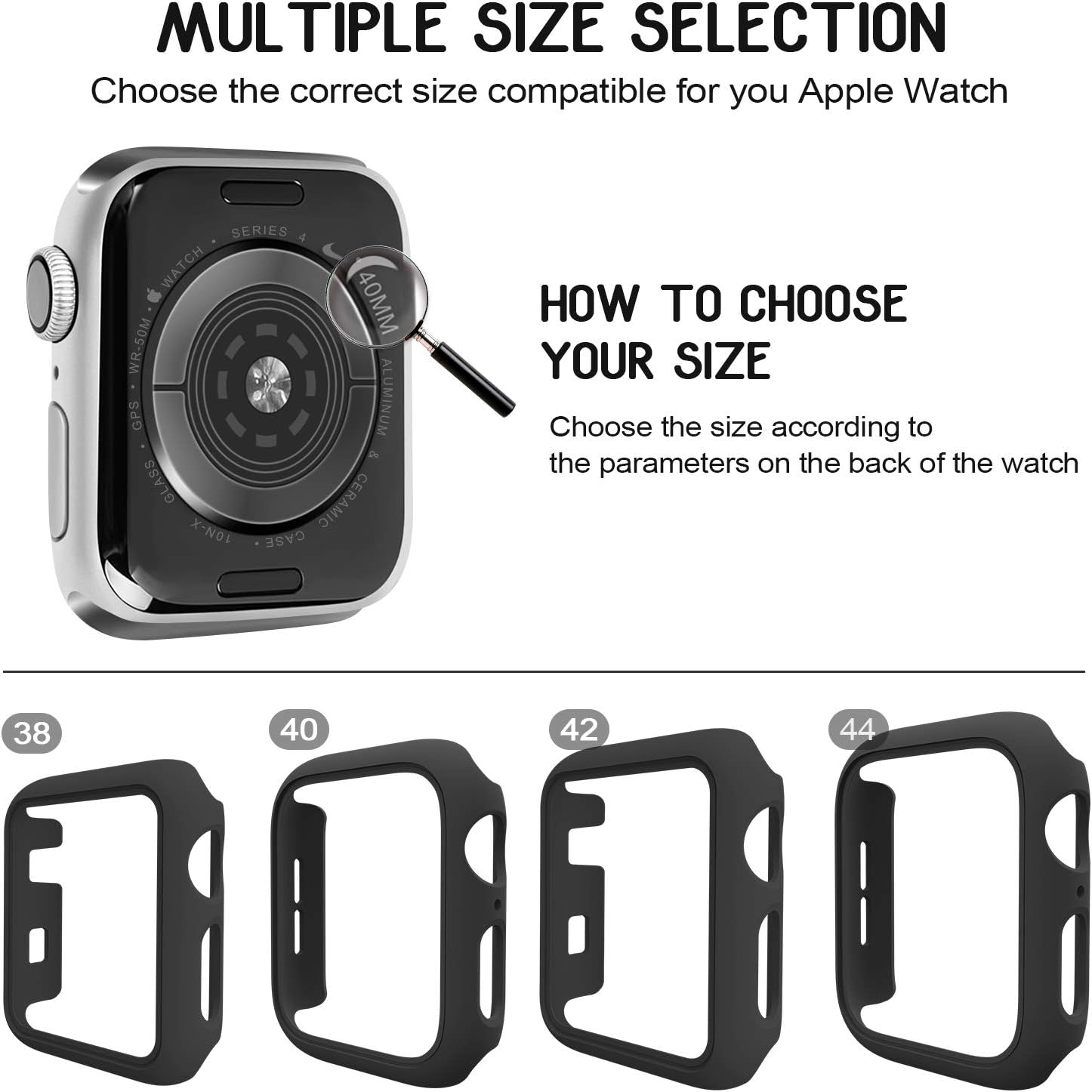 Paquete de 3 fundas compatibles con Apple Watch de 1.575 pulgadas Series 6, Series 5 Series 4 y SE, carcasa rígida de policarbonato protector sin