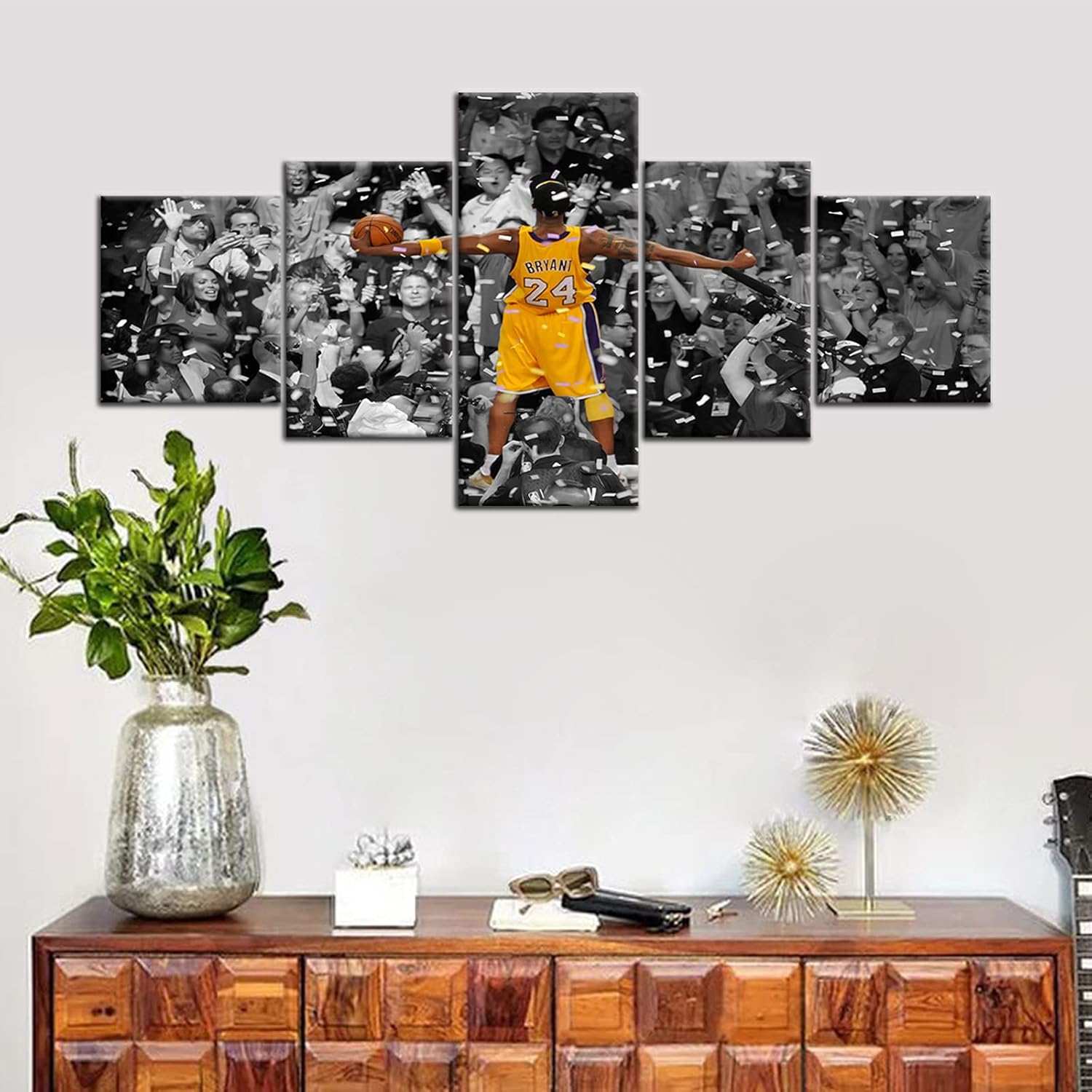 GoForArt Kobe Bryant – Póster para pared, 5 piezas, lienzo, impresiones artísticas, obras de arte para la sala de estar, decoración moderna del