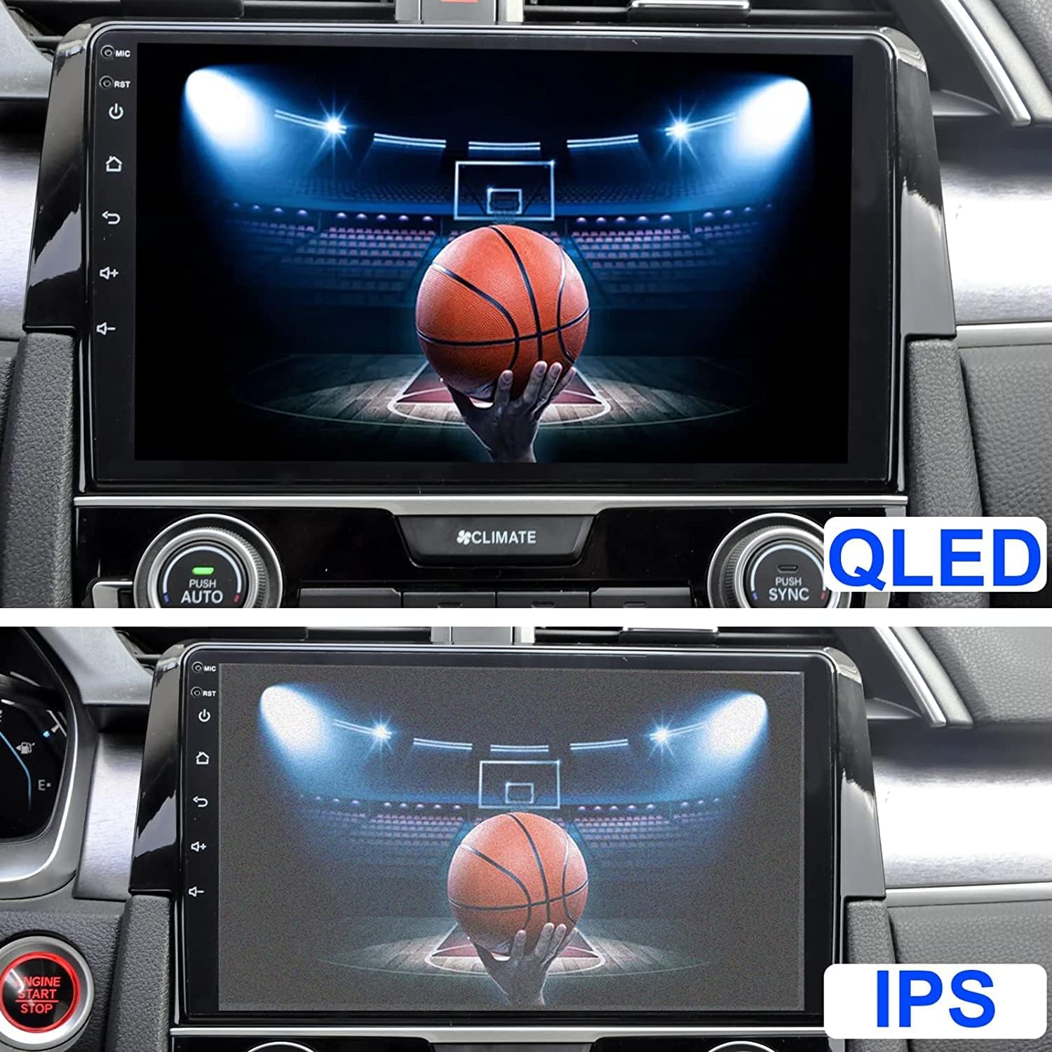 Estéreo de automóvil Android de un solo DIN con CarPlay y Android Auto, pantalla táctil IPS capacitiva ajustable HD de 10.1 pulgadas, radio para