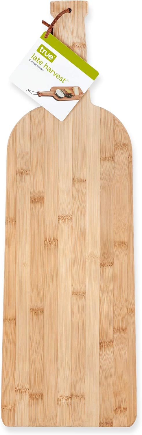 True Tabla de queso de cosecha tardía, madera de bambú, 22 x 7 pulgadas, servicio de queso, juego de regalo entretenido