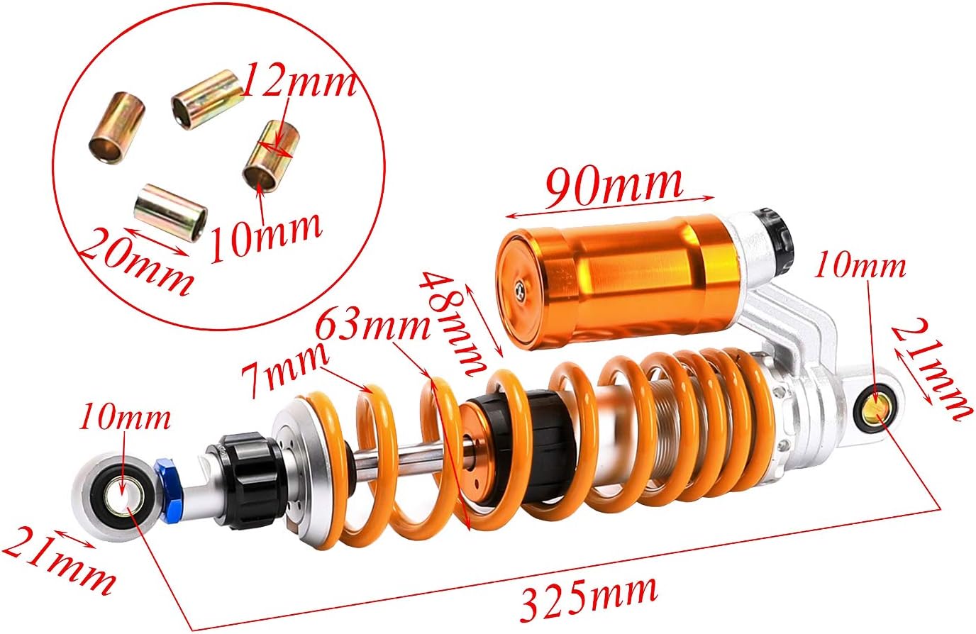 1,066.3 ft m 12,8″ amortiguadores de choque ajustables resorte de suspensión para el quad de la motocicleta ATV