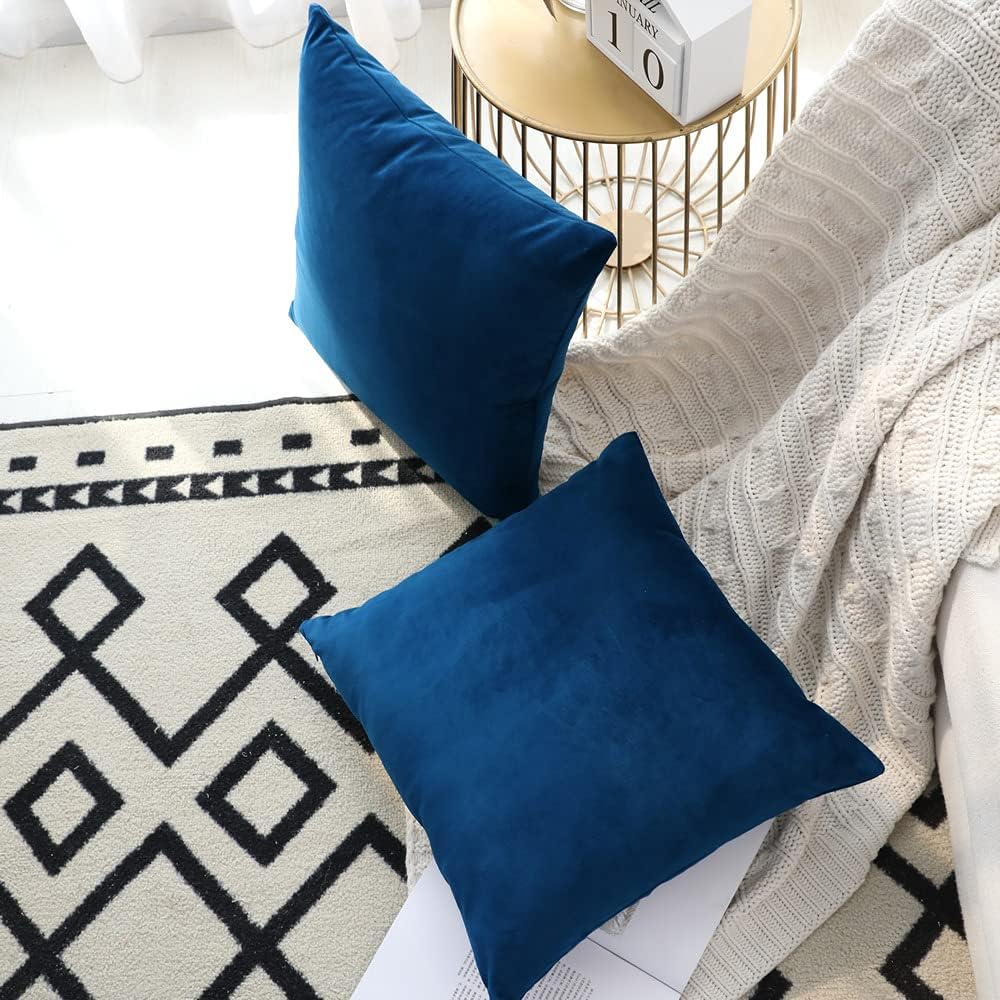 Juego de 2 cómodas fundas de almohada para ropa de cama, fundas decorativas para sofá y sillón, terciopelo sólido suave con cremallera oculta, 18 x