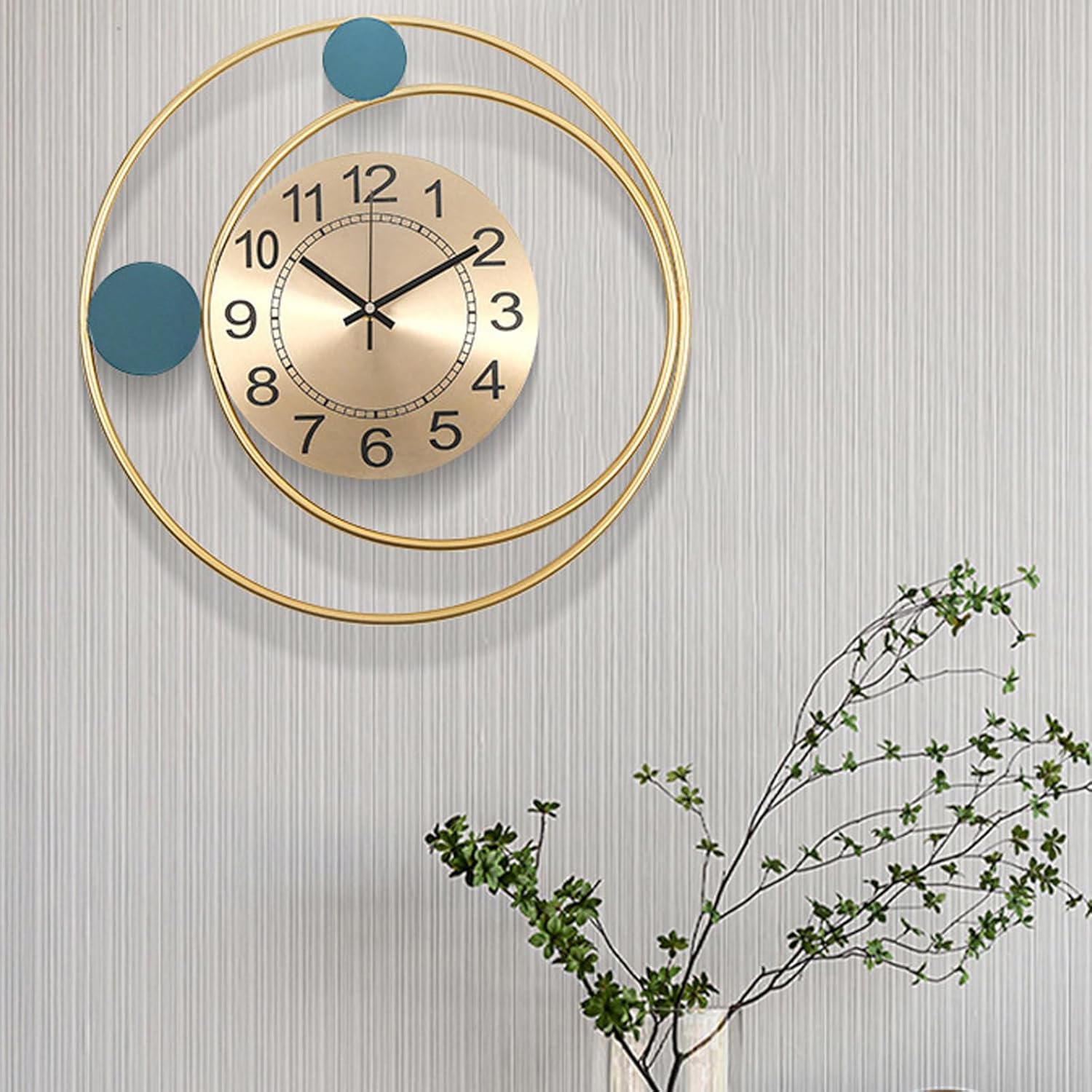 Reloj de pared de estilo decorativo y marco de metal, reloj de arte moderno de 16.54 x 16.54 pulgadas, oro para decoración del hogar, reloj de pared