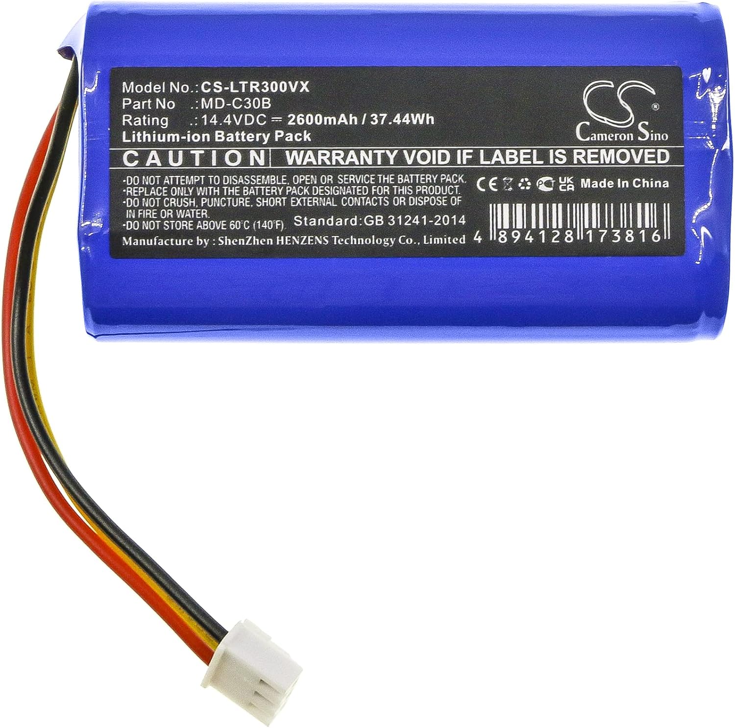 Yibudt Batería de repuesto de 14.4V D071-INR-CH-4S1P MD-C30B para BPK-VCBB1XB MD-C30B C30B 2D C30B 2D C30B 2D WiFi Robot Aspirador Midea M4 Batería