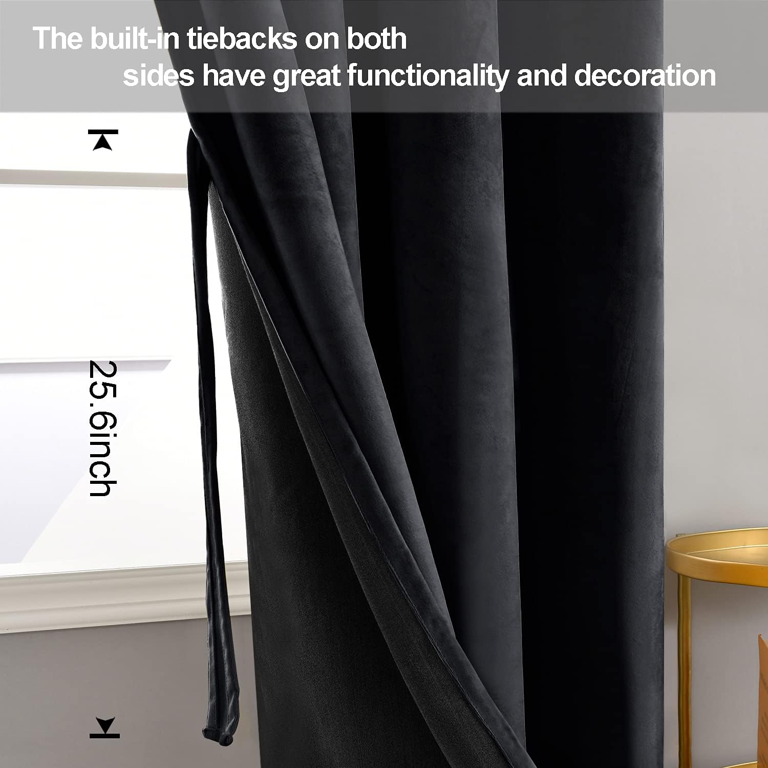 JIUZHEN Cortinas opacas de terciopelo negro de 42 x 84 pulgadas, cortinas aisladas de lujo retro, absorben el ruido y protegen la privacidad, para