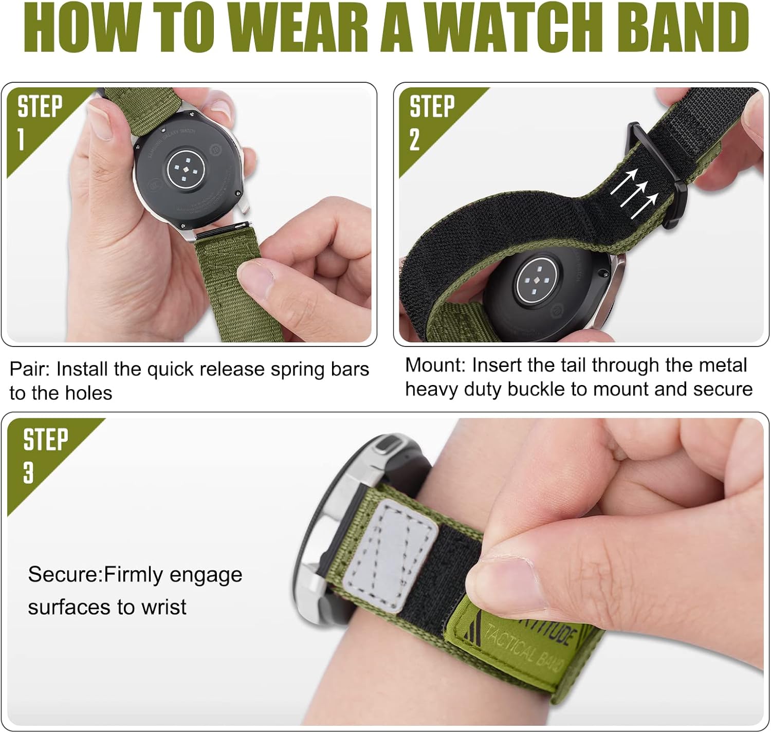Ritche Correa de reloj deportiva resistente de nailon de liberación rápida de 0.78 pulgadas para hombre, compatible con Samsung Galaxy Watch