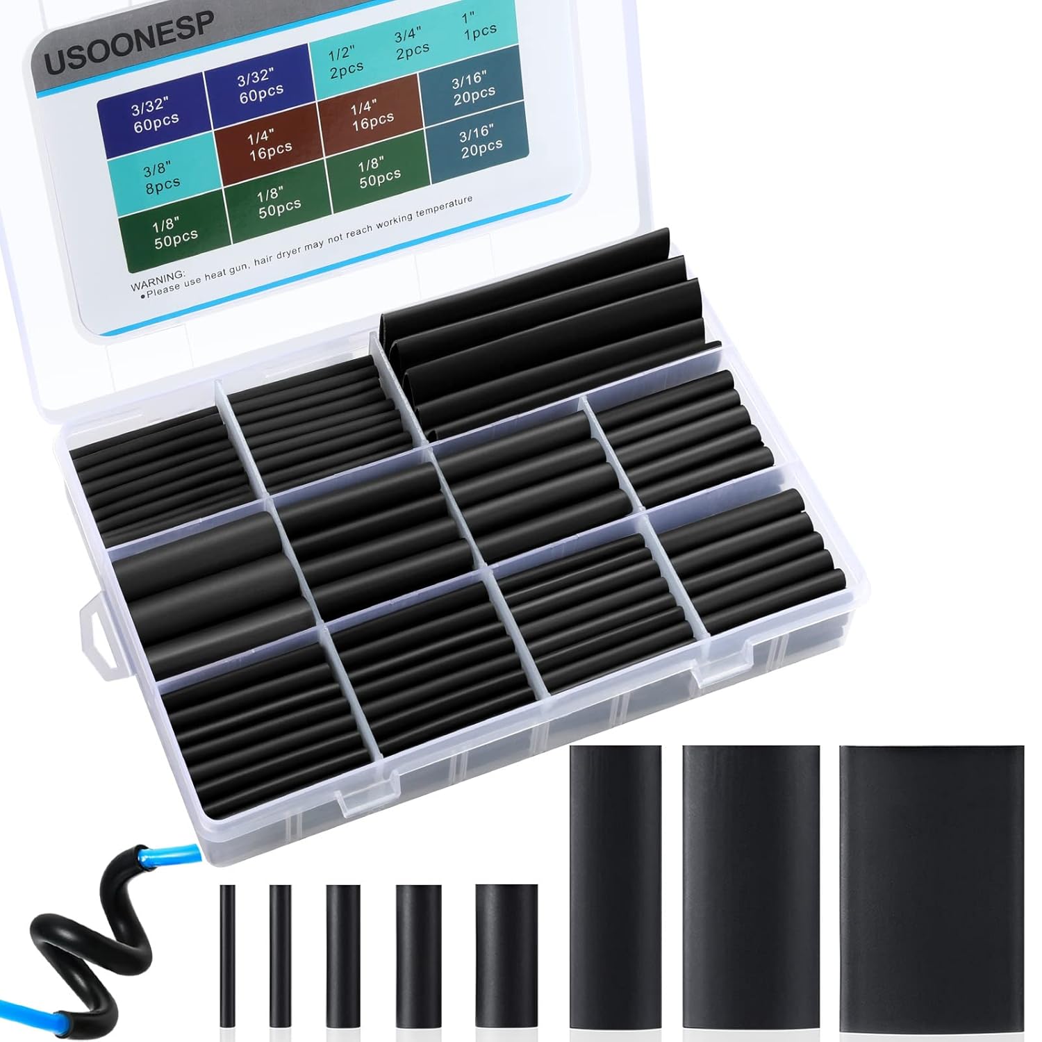 355 piezas Kit de tubos termorretráctiles 31, tubo retráctil de alambre, tubos retráctiles eléctricos, tubo termorretráctil industrial, adhesivo de
