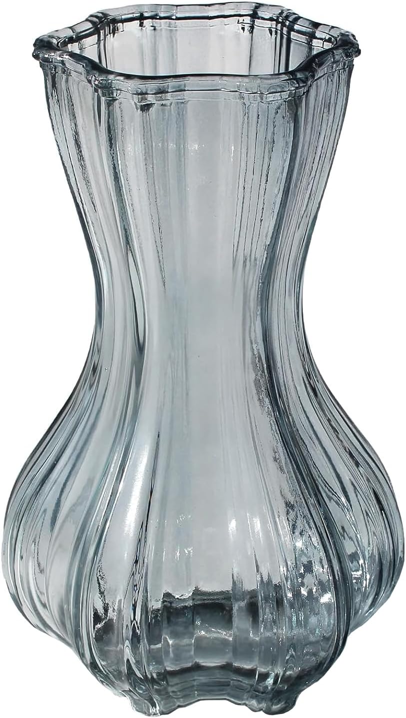 Floreros de cristal, jarrón de vidrio azul para plantas hidropónicas o pampas, florero de flores de 8.07 pulgadas para centros de mesa para sala de