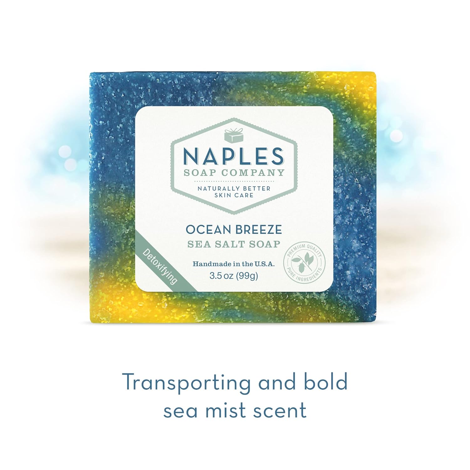Naples Soap Company Barra de jabón de sal marina que equilibra el pH, exfolia e hidrata de forma natural, sin ingredientes nocivos, 3.5 onzas, brisa