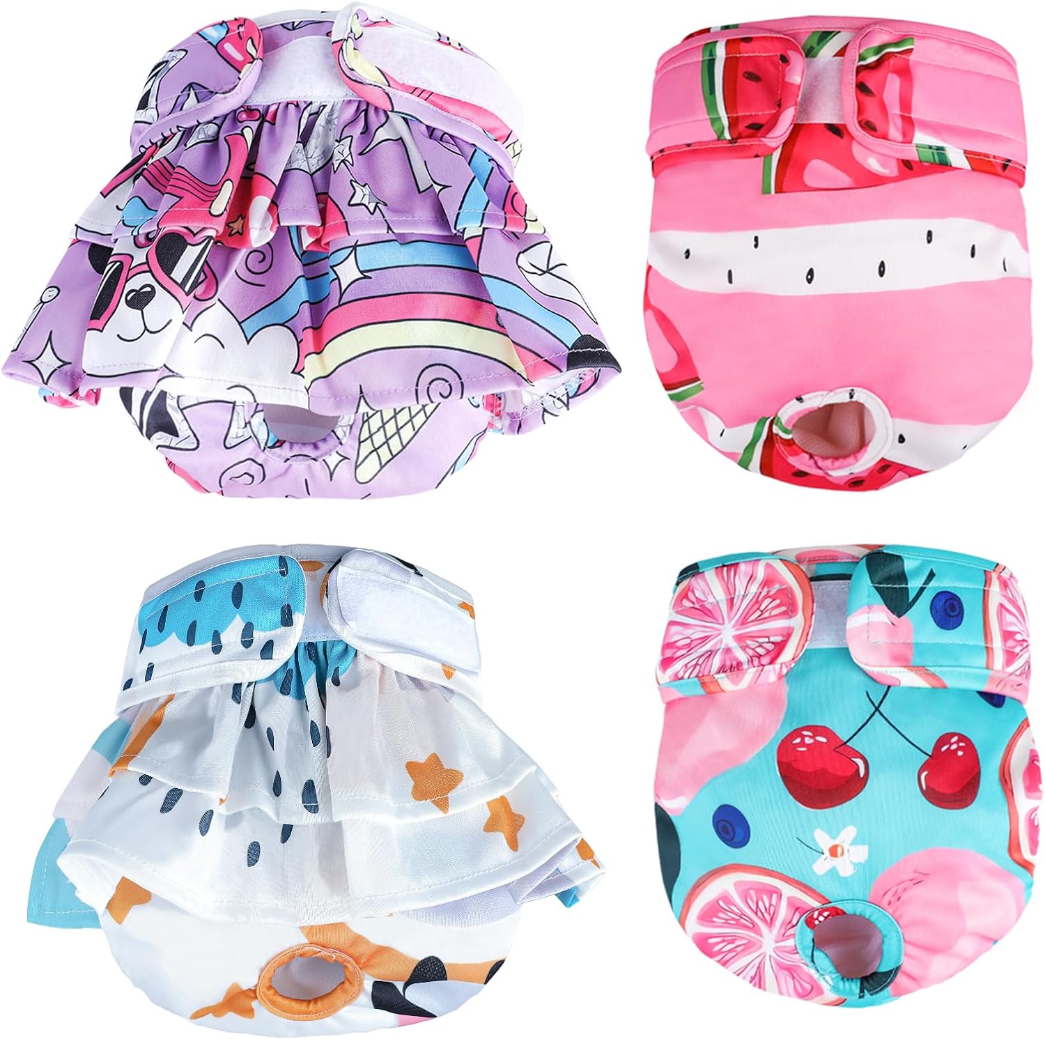 XPCARE Pañales lavables para perras (paquete de 4)  Pañales reutilizables para perras con broches ajustables, pañales de alta absorción a prueba de