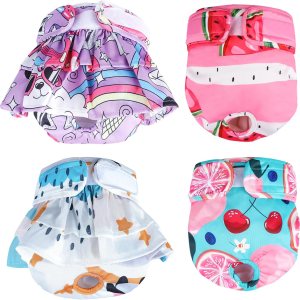 XPCARE Pañales lavables para perras (paquete de 4) Pañales reutilizables para perras con broches ajustables, pañales de alta absorción a prueba de XPCARE Pañales lavables para perras (paquete de 4) Pañales reutilizables para perras con broches ajustables, pañales de alta absorción a prueba de