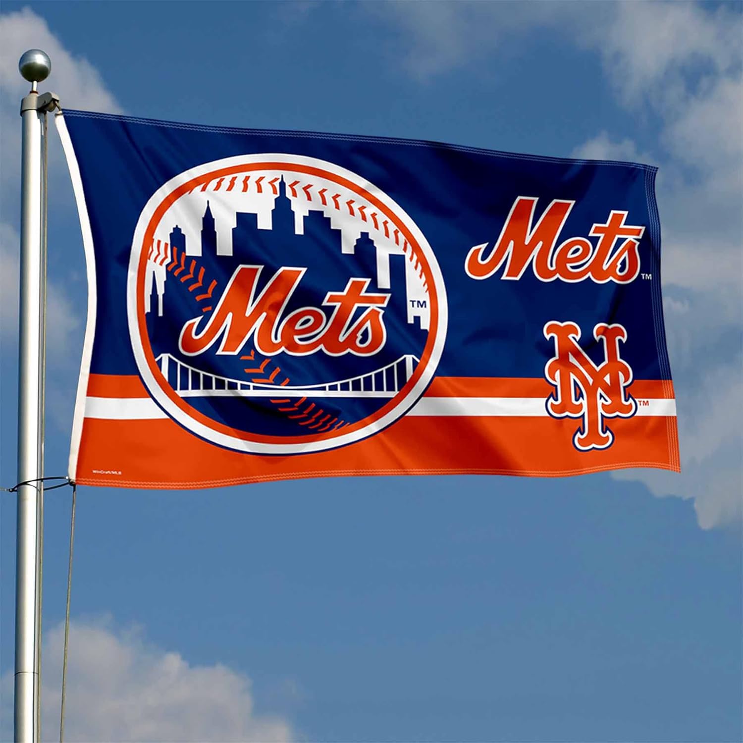 Bandera con logotipo de los New York Mets de 3 x 5 pies con ojal