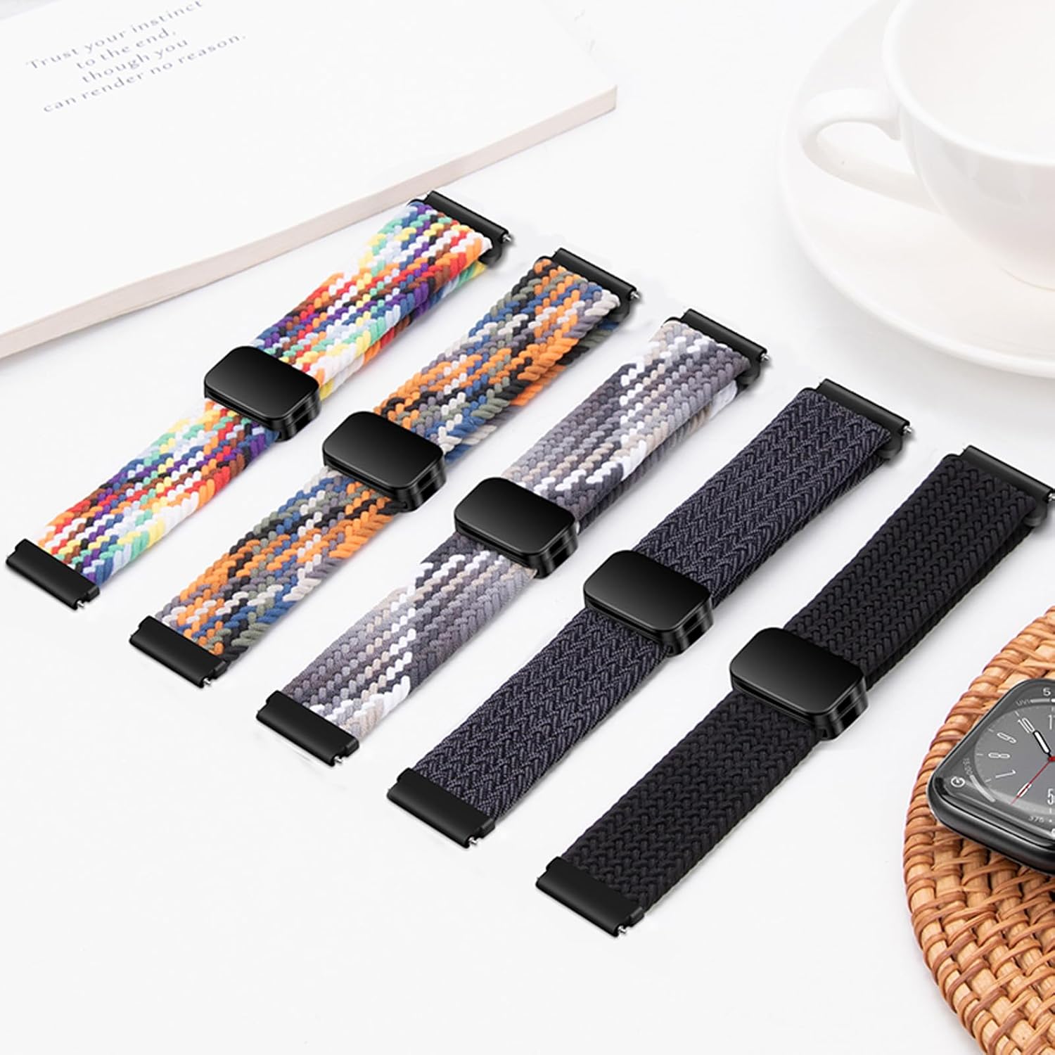 Mazoft Correa deportiva trenzada compatible con Samsung Galaxy Watch Band 6543 y Watch 5 Pro y 64 Classic & Gear S3S2, correa de reloj de 0.787 in y