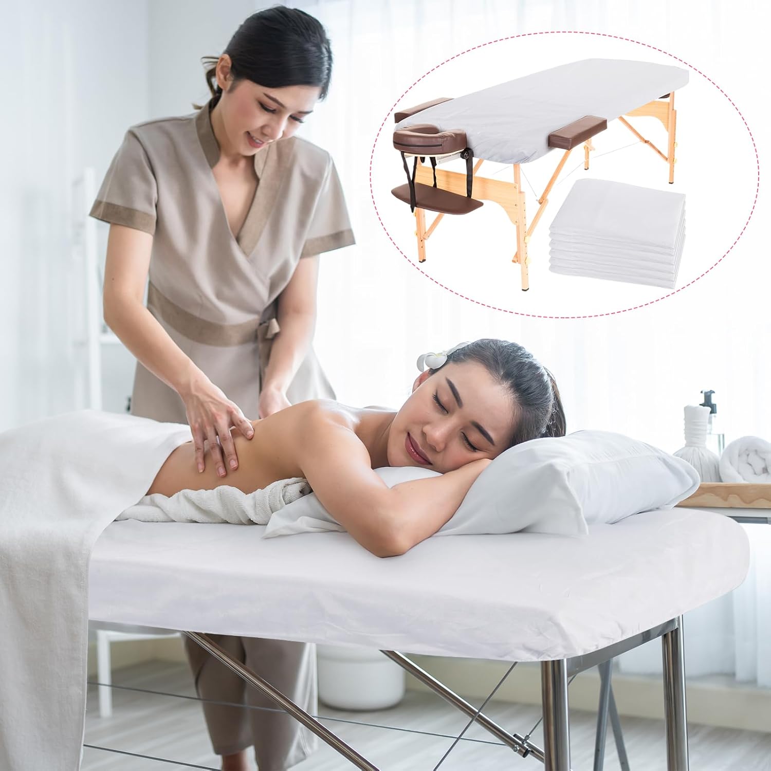 100 piezas de sábanas desechables para mesa de masaje, fundas de cama ajustadas, tela no tejida, cubierta de cama de spa para masaje, 39 x 83