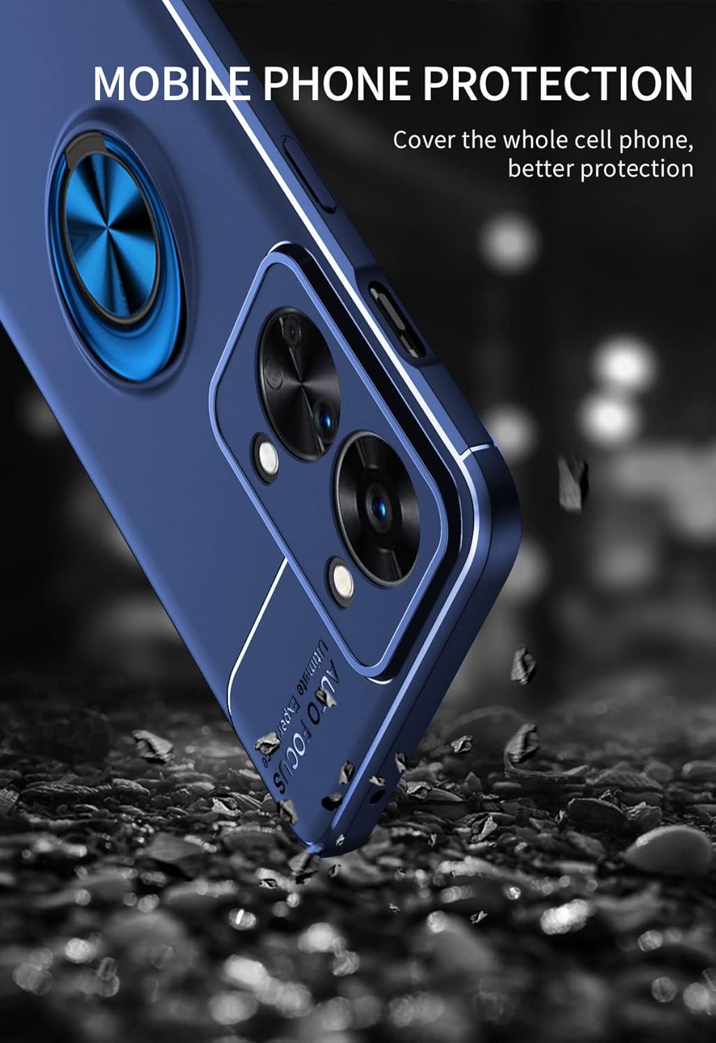 Asuwish Funda de teléfono para OnePlus Nord CE 2 Lite 5G con protector de pantalla de vidrio templado y accesorios para celda Soporte de anillo