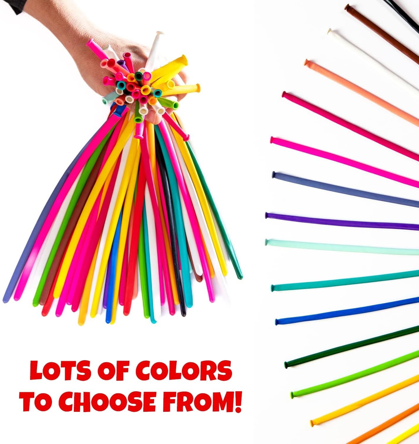 Clownatex 260 globos largos de color verde azulado (100 piezas) para animales de globo, modelado de forma de animal de látex, globos mágicos largos