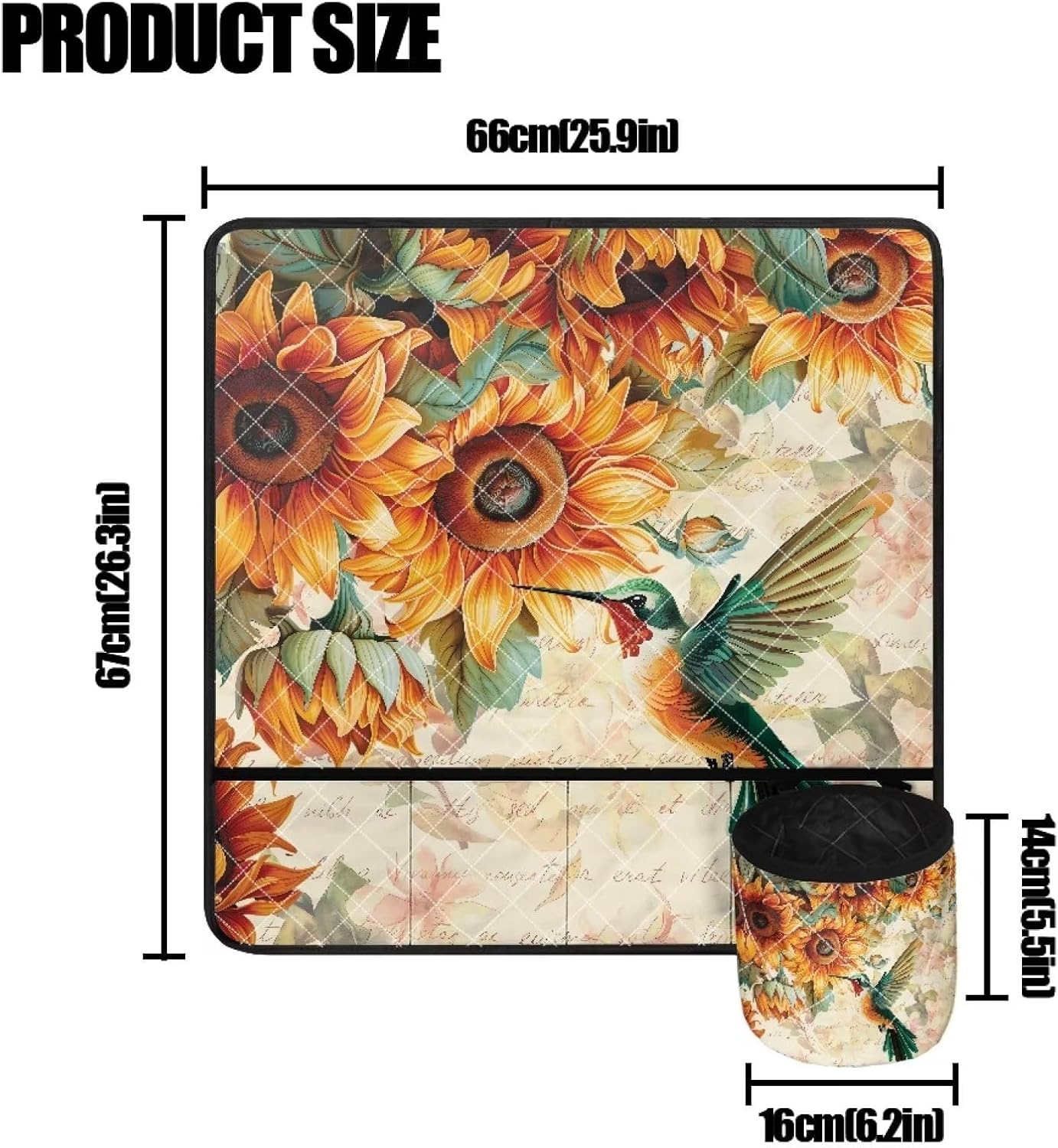 Kathyboom Tapetes para máquina de coser de girasol y colibrí para mesa con bolsillos, para máquinas de coser de Acción de Gracias, alfombrillas para