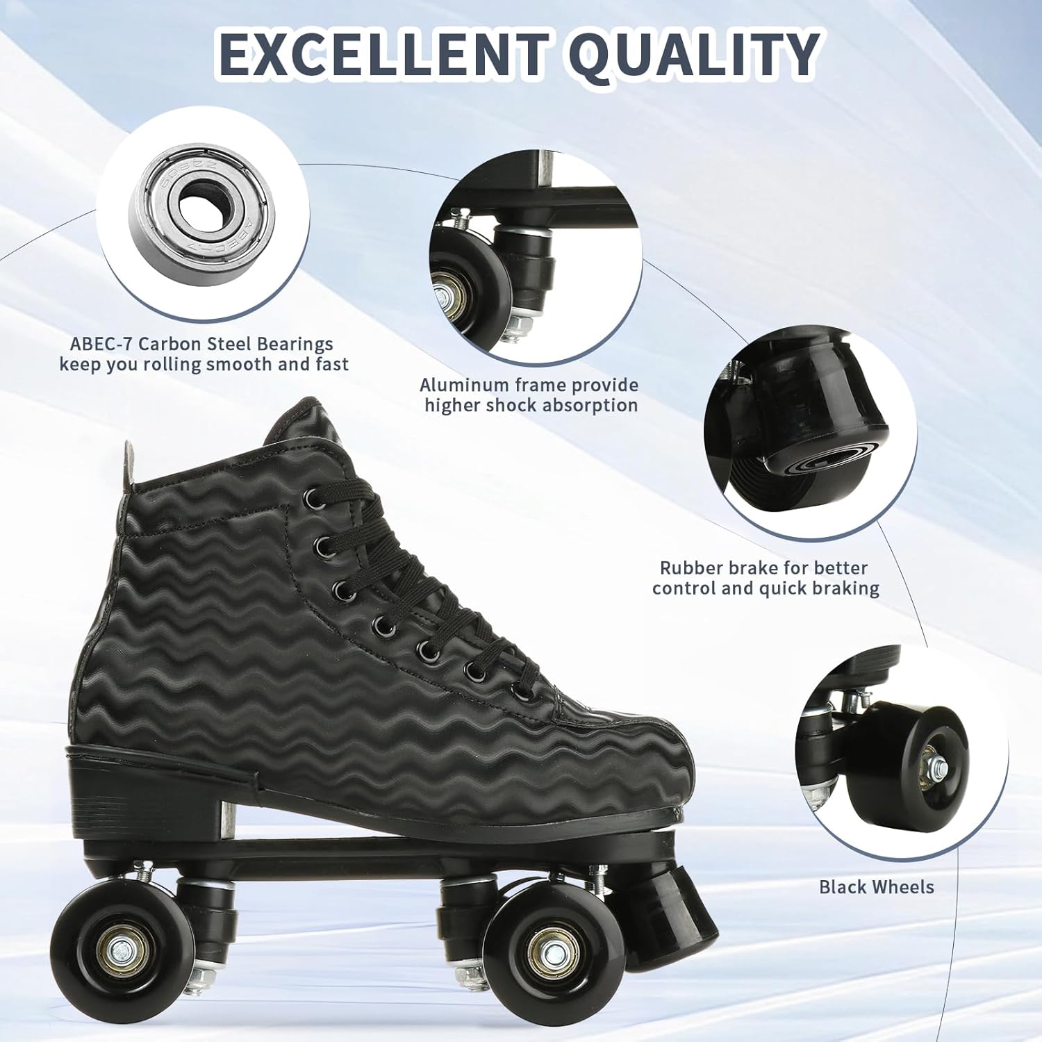 Patines unisex de doble fila, cuatro ruedas, patines altos, patrón de rayos, para principiantes, mujeres, hombres, niños y niñas